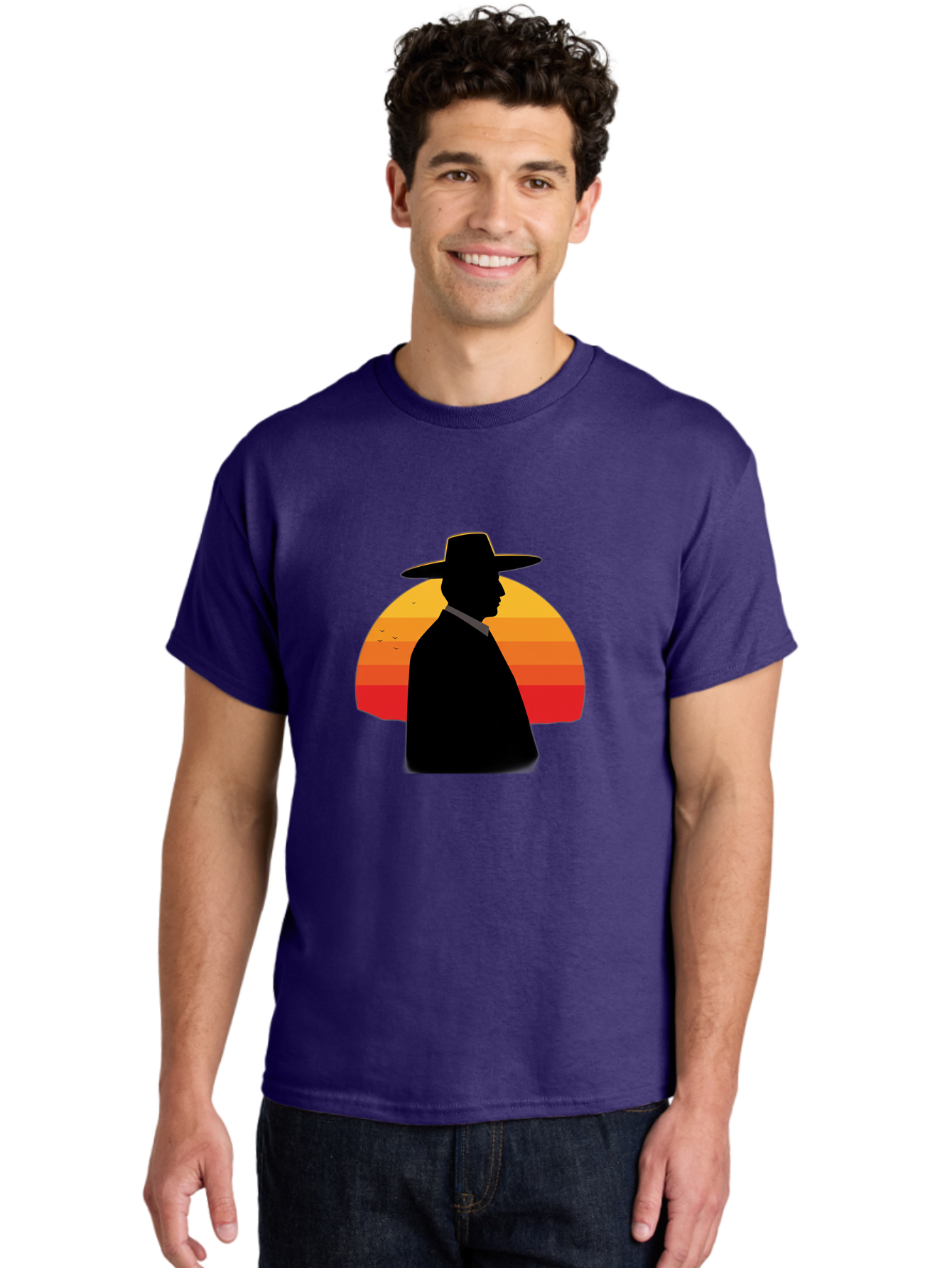 Cowboy-Sunset Men'S Graphic Tee, 100% Cotton, Comfortable Casual Summer Wear, Machine Washable, Vintage Camera, Old Camera, Antique Camera, Black Camera, Classic Photography, Photography Equipment, Nostalgic Device, Film Camera, Camera Art Bao277
