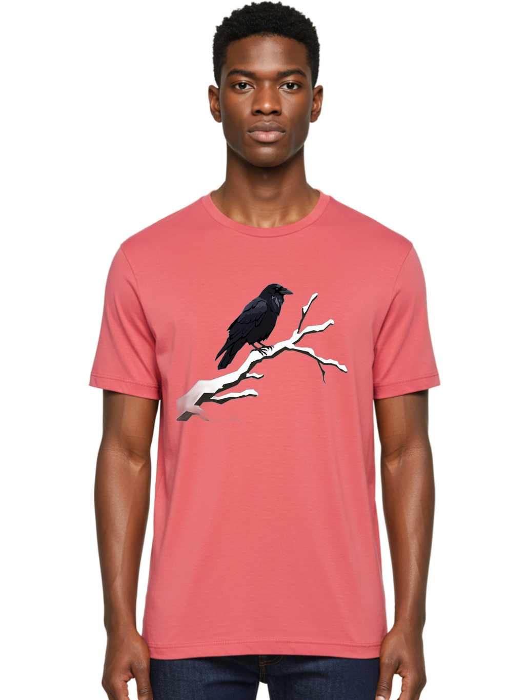Crow-On-Branch-1 Men'S Graphic Tee, 100% Cotton, Comfortable Casual Summer Wear, Machine Washable, Vintage Camera, Old Camera, Antique Camera, Black Camera, Classic Photography, Photography Equipment, Nostalgic Device, Film Camera, Camera Art Bao295