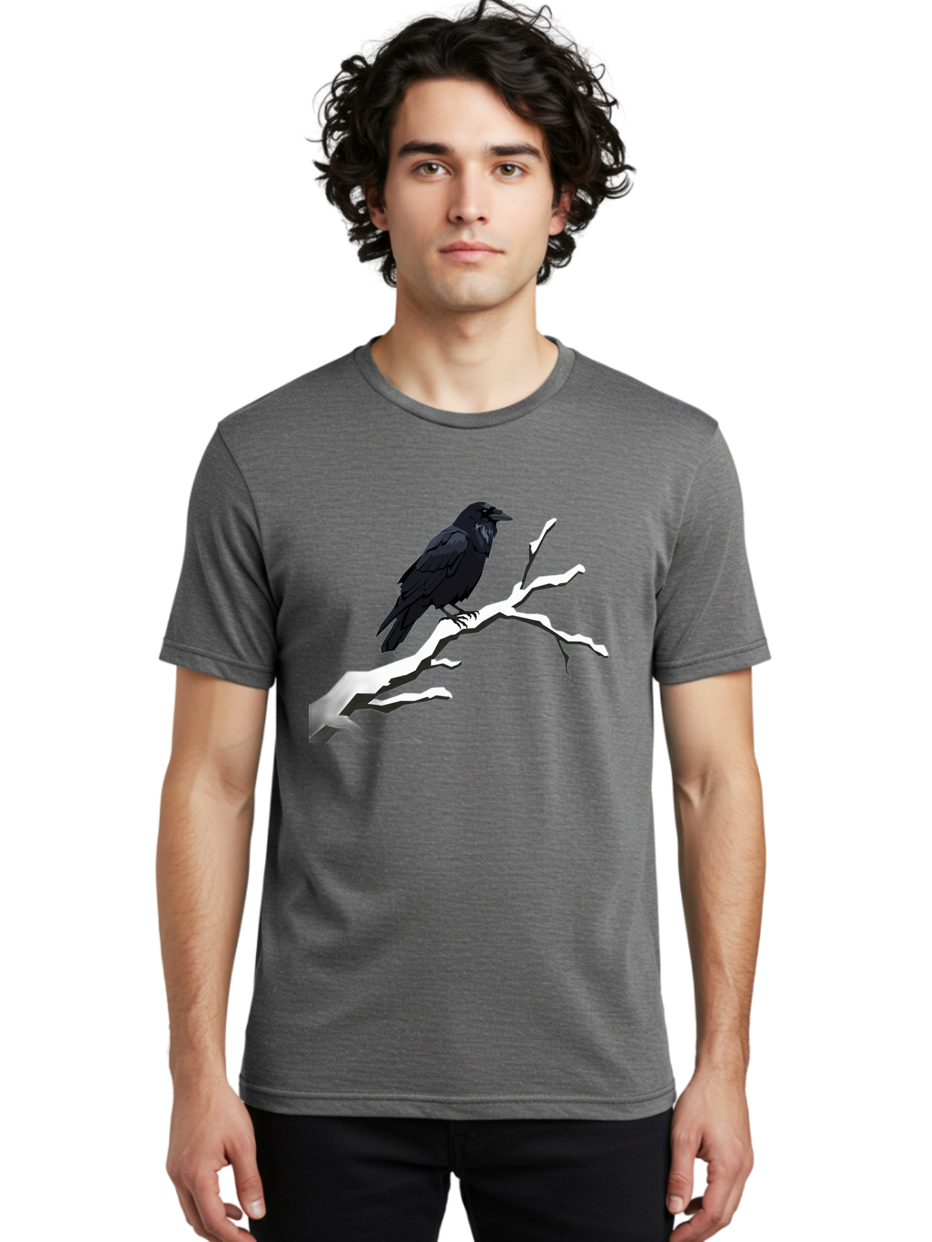 Crow-On-Branch-1 Men'S Graphic Tee, 100% Cotton, Comfortable Casual Summer Wear, Machine Washable, Vintage Camera, Old Camera, Antique Camera, Black Camera, Classic Photography, Photography Equipment, Nostalgic Device, Film Camera, Camera Art Bao295