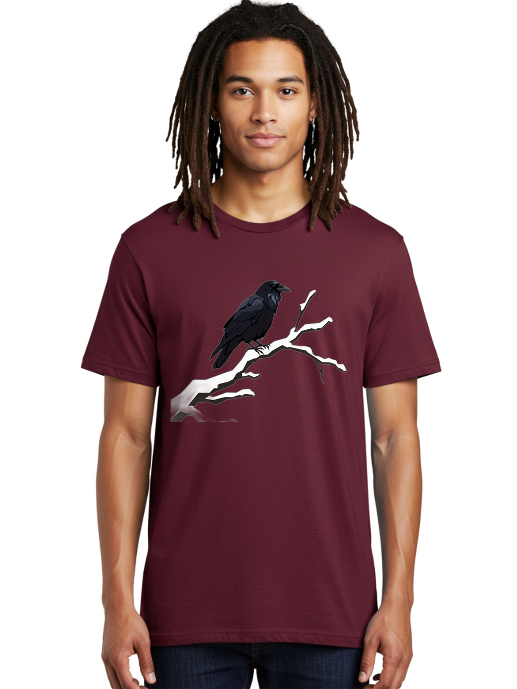 Crow-On-Branch-1 Men'S Graphic Tee, 100% Cotton, Comfortable Casual Summer Wear, Machine Washable, Vintage Camera, Old Camera, Antique Camera, Black Camera, Classic Photography, Photography Equipment, Nostalgic Device, Film Camera, Camera Art Bao295