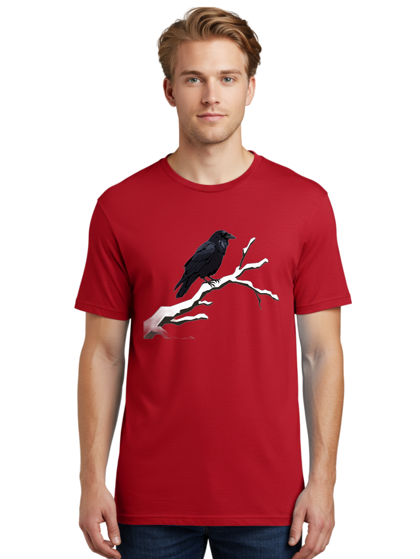 Crow-On-Branch-1 Men'S Graphic Tee, 100% Cotton, Comfortable Casual Summer Wear, Machine Washable, Vintage Camera, Old Camera, Antique Camera, Black Camera, Classic Photography, Photography Equipment, Nostalgic Device, Film Camera, Camera Art Bao295