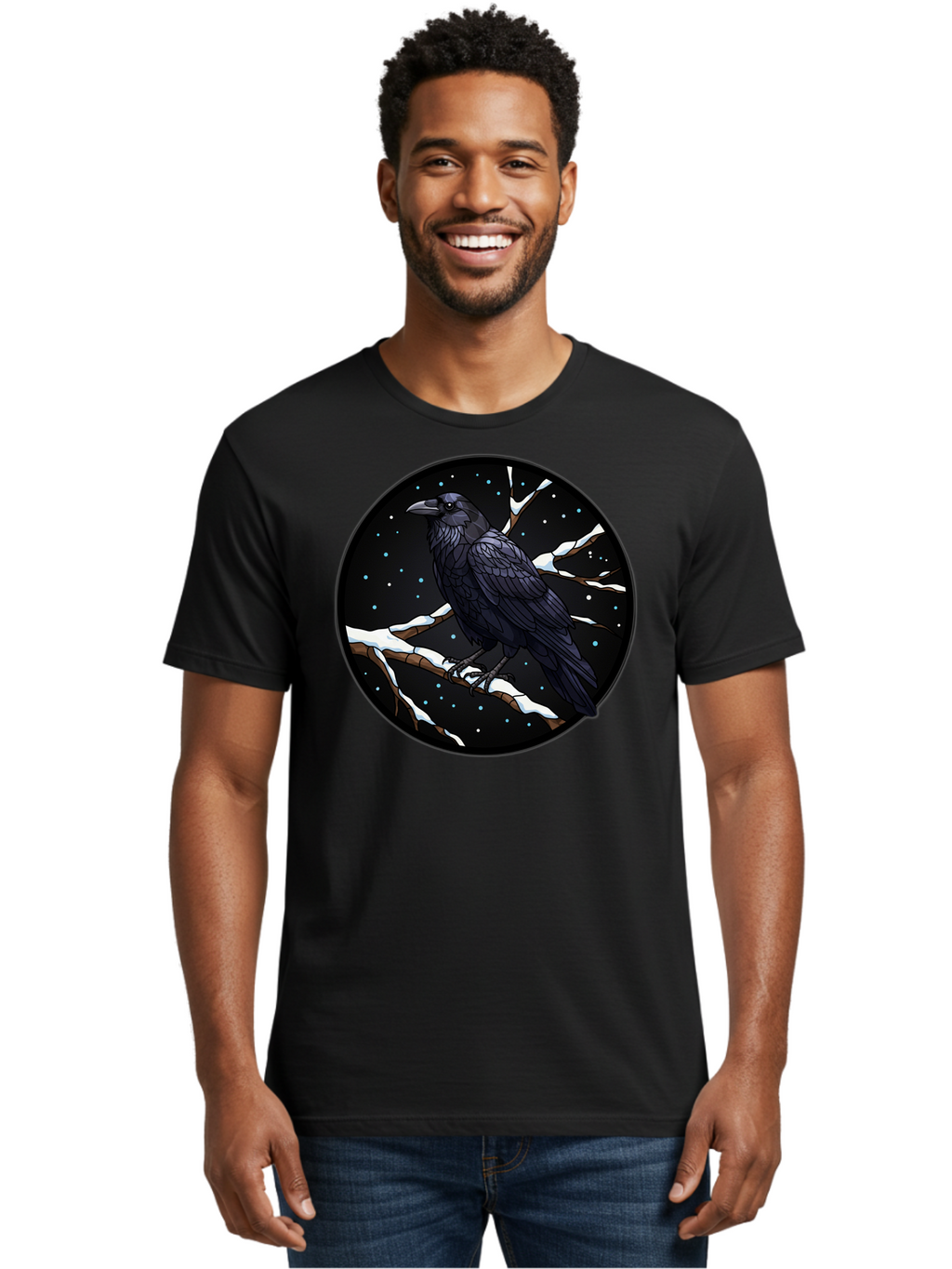 Crow-On-Branch-2 Men'S Graphic Tee, 100% Cotton, Comfortable Casual Summer Wear, Machine Washable, Vintage Camera, Old Camera, Antique Camera, Black Camera, Classic Photography, Photography Equipment, Nostalgic Device, Film Camera, Camera Art Bao296