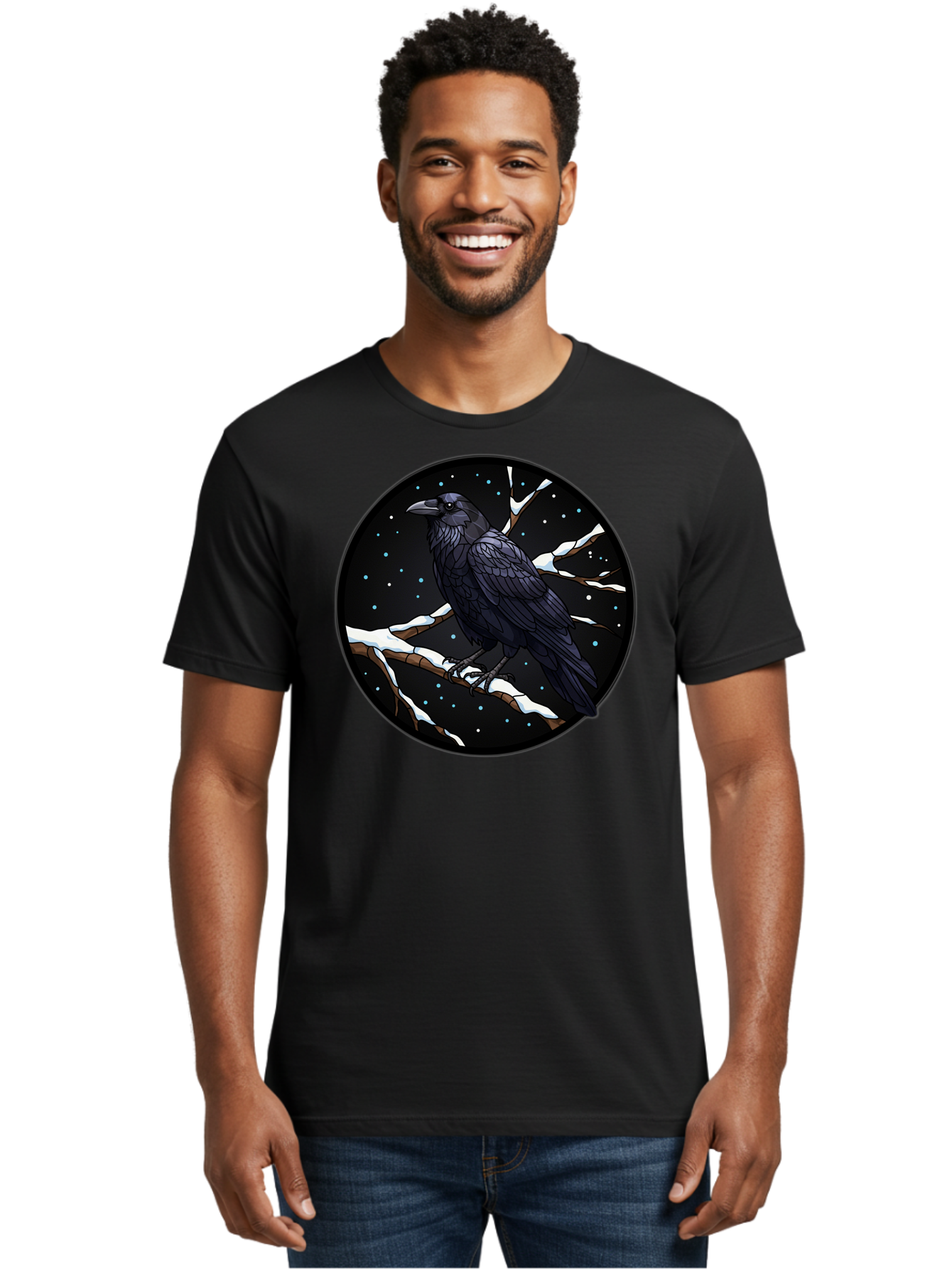 Crow-On-Branch-2 Men'S Graphic Tee, 100% Cotton, Comfortable Casual Summer Wear, Machine Washable, Vintage Camera, Old Camera, Antique Camera, Black Camera, Classic Photography, Photography Equipment, Nostalgic Device, Film Camera, Camera Art Bao296