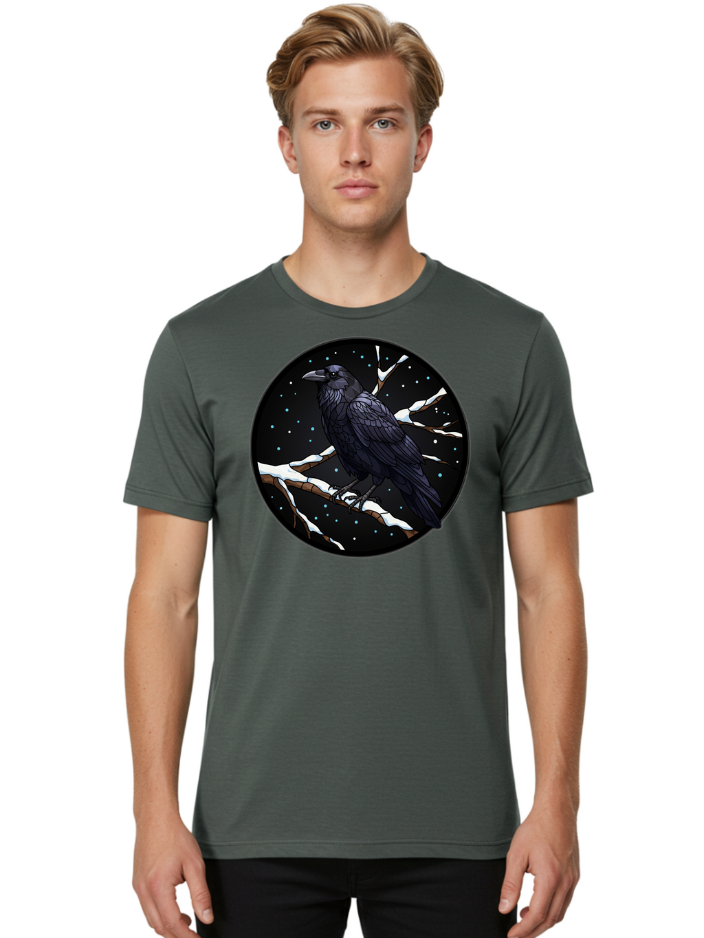 Crow-On-Branch-2 Men'S Graphic Tee, 100% Cotton, Comfortable Casual Summer Wear, Machine Washable, Vintage Camera, Old Camera, Antique Camera, Black Camera, Classic Photography, Photography Equipment, Nostalgic Device, Film Camera, Camera Art Bao296