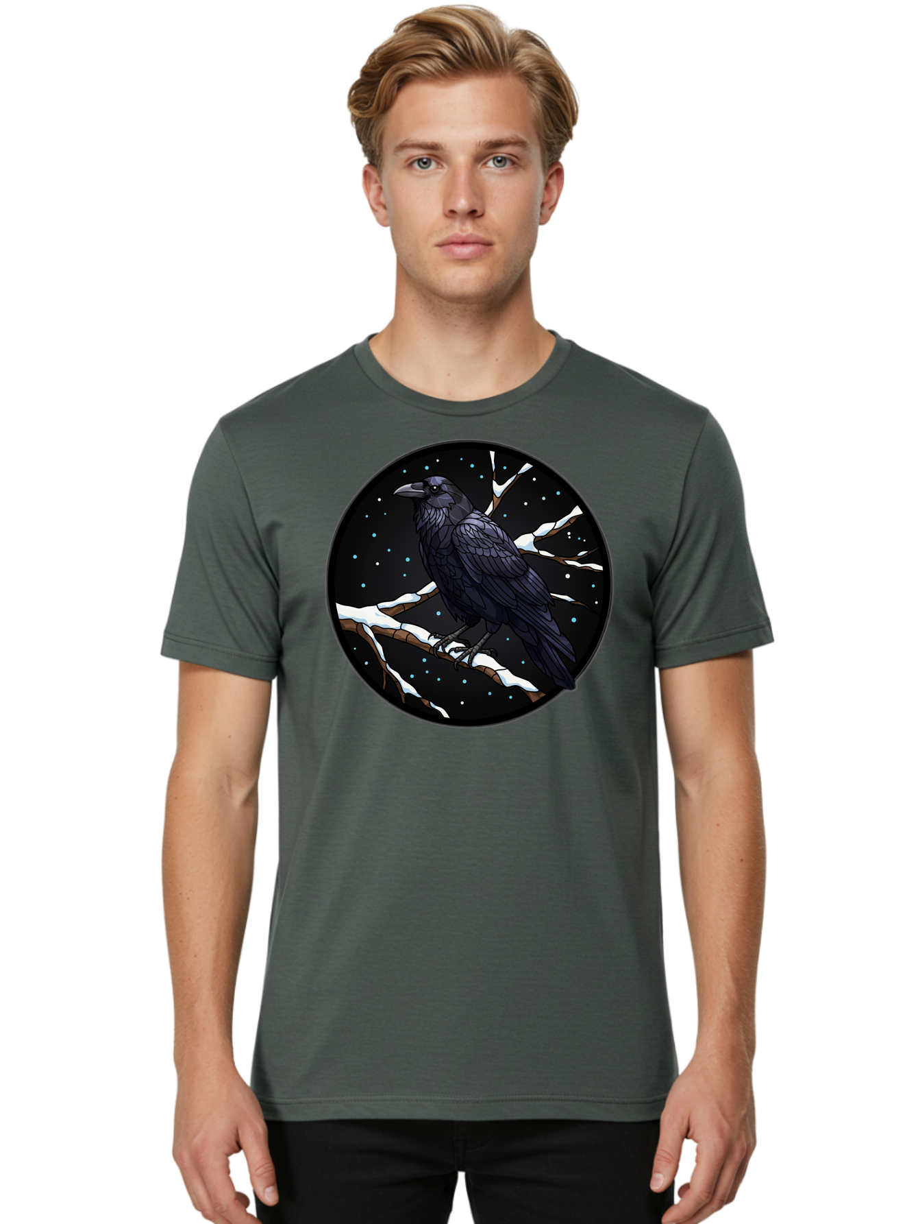 Crow-On-Branch-2 Men'S Graphic Tee, 100% Cotton, Comfortable Casual Summer Wear, Machine Washable, Vintage Camera, Old Camera, Antique Camera, Black Camera, Classic Photography, Photography Equipment, Nostalgic Device, Film Camera, Camera Art Bao296