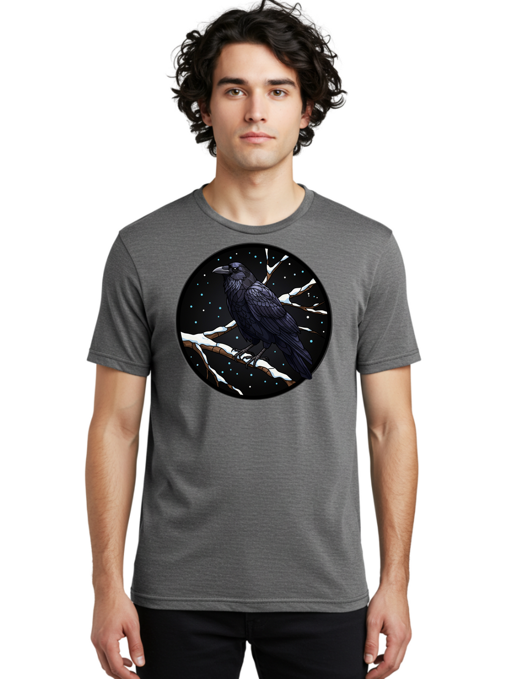 Crow-On-Branch-2 Men'S Graphic Tee, 100% Cotton, Comfortable Casual Summer Wear, Machine Washable, Vintage Camera, Old Camera, Antique Camera, Black Camera, Classic Photography, Photography Equipment, Nostalgic Device, Film Camera, Camera Art Bao296