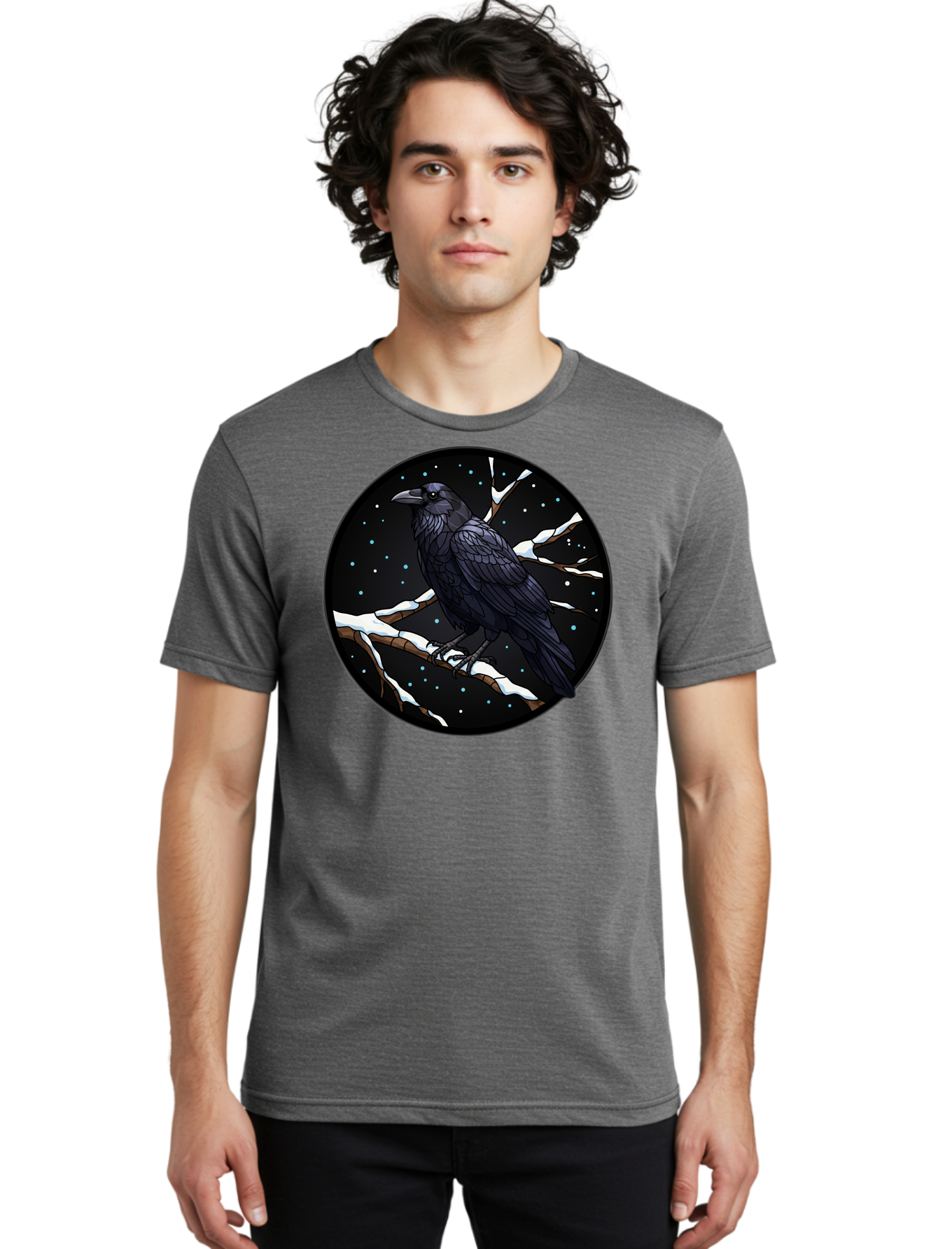 Crow-On-Branch-2 Men'S Graphic Tee, 100% Cotton, Comfortable Casual Summer Wear, Machine Washable, Vintage Camera, Old Camera, Antique Camera, Black Camera, Classic Photography, Photography Equipment, Nostalgic Device, Film Camera, Camera Art Bao296