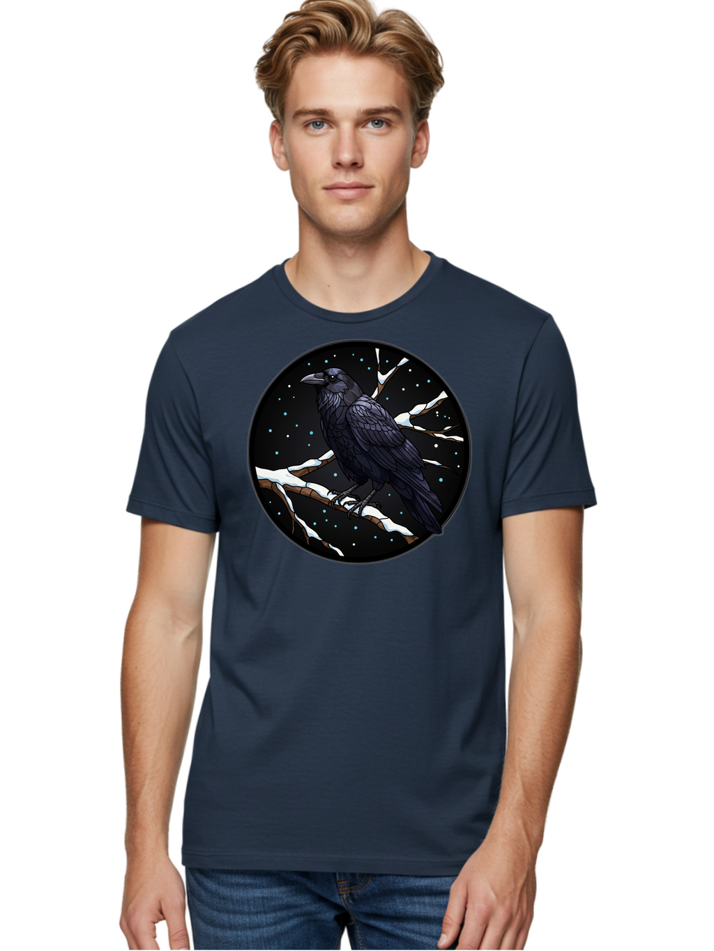 Crow-On-Branch-2 Men'S Graphic Tee, 100% Cotton, Comfortable Casual Summer Wear, Machine Washable, Vintage Camera, Old Camera, Antique Camera, Black Camera, Classic Photography, Photography Equipment, Nostalgic Device, Film Camera, Camera Art Bao296