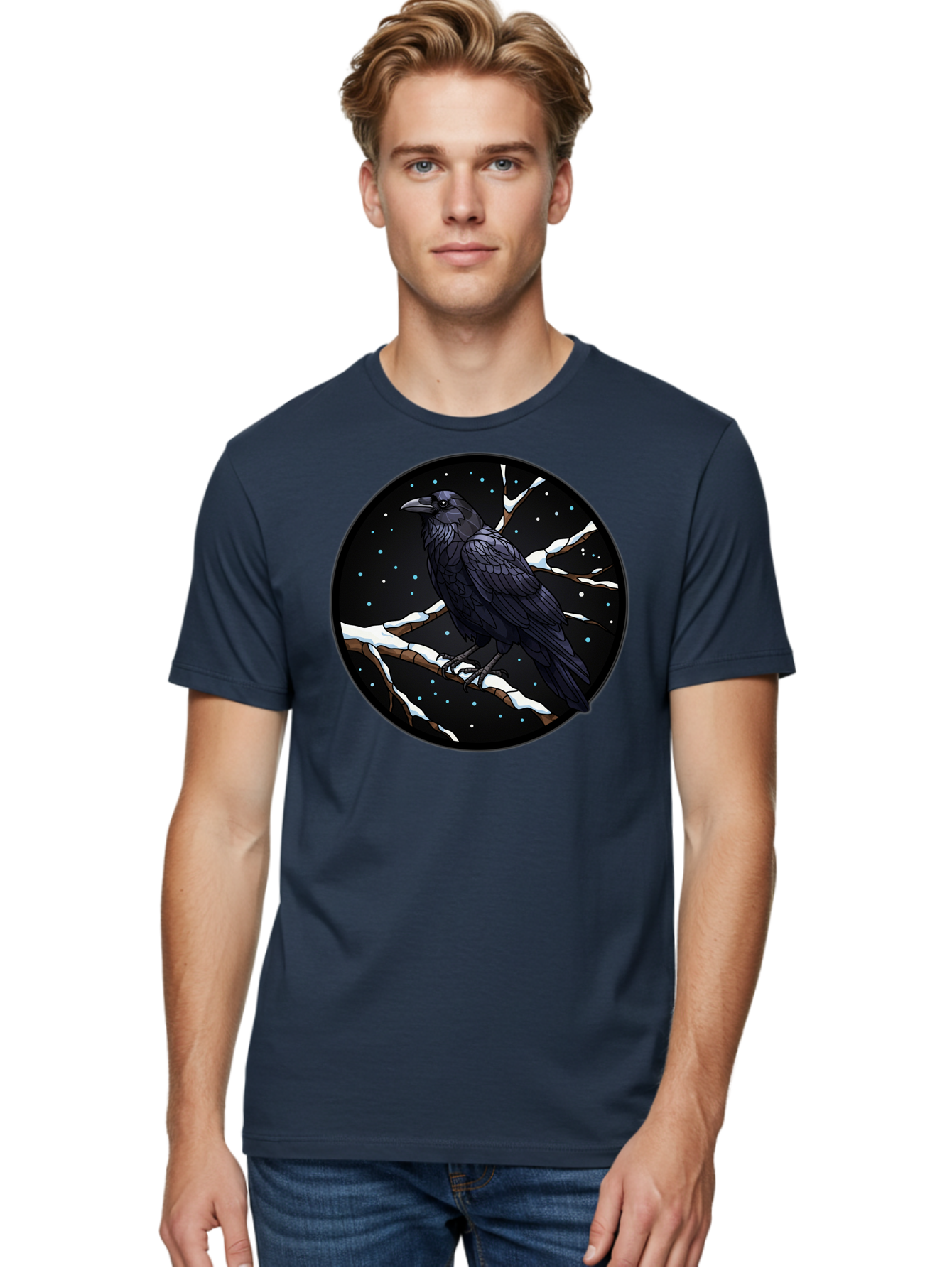Crow-On-Branch-2 Men'S Graphic Tee, 100% Cotton, Comfortable Casual Summer Wear, Machine Washable, Vintage Camera, Old Camera, Antique Camera, Black Camera, Classic Photography, Photography Equipment, Nostalgic Device, Film Camera, Camera Art Bao296