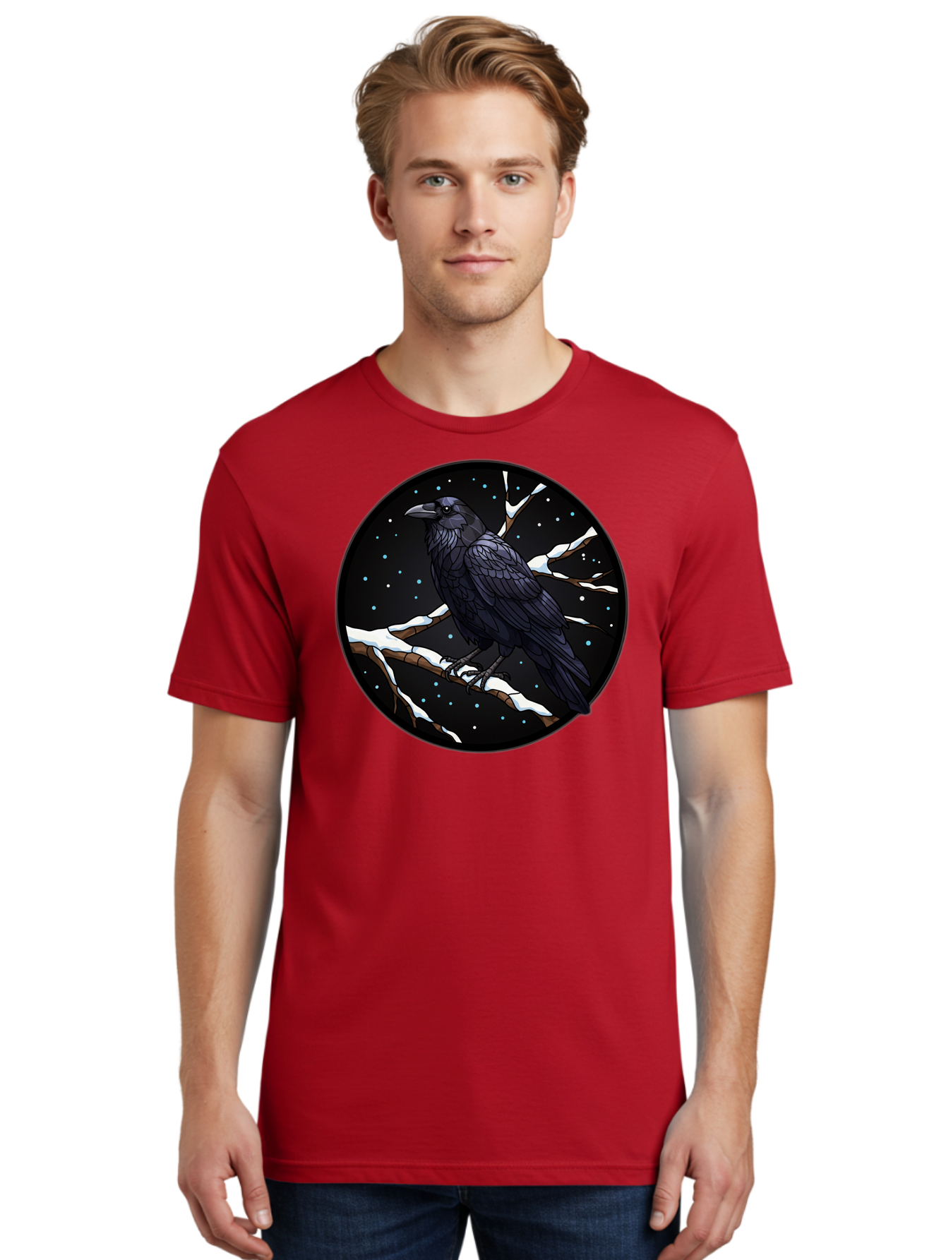 Crow-On-Branch-2 Men'S Graphic Tee, 100% Cotton, Comfortable Casual Summer Wear, Machine Washable, Vintage Camera, Old Camera, Antique Camera, Black Camera, Classic Photography, Photography Equipment, Nostalgic Device, Film Camera, Camera Art Bao296