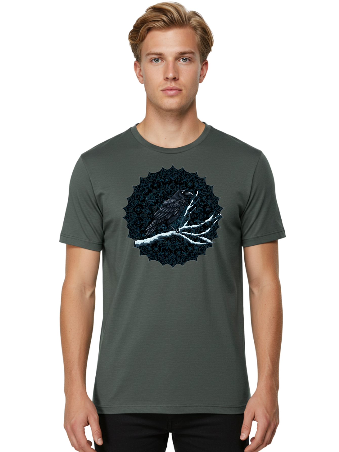 Crow-On-Branch-3 Men'S Graphic Tee, 100% Cotton, Comfortable Casual Summer Wear, Machine Washable, Vintage Camera, Old Camera, Antique Camera, Black Camera, Classic Photography, Photography Equipment, Nostalgic Device, Film Camera, Camera Art Bao297