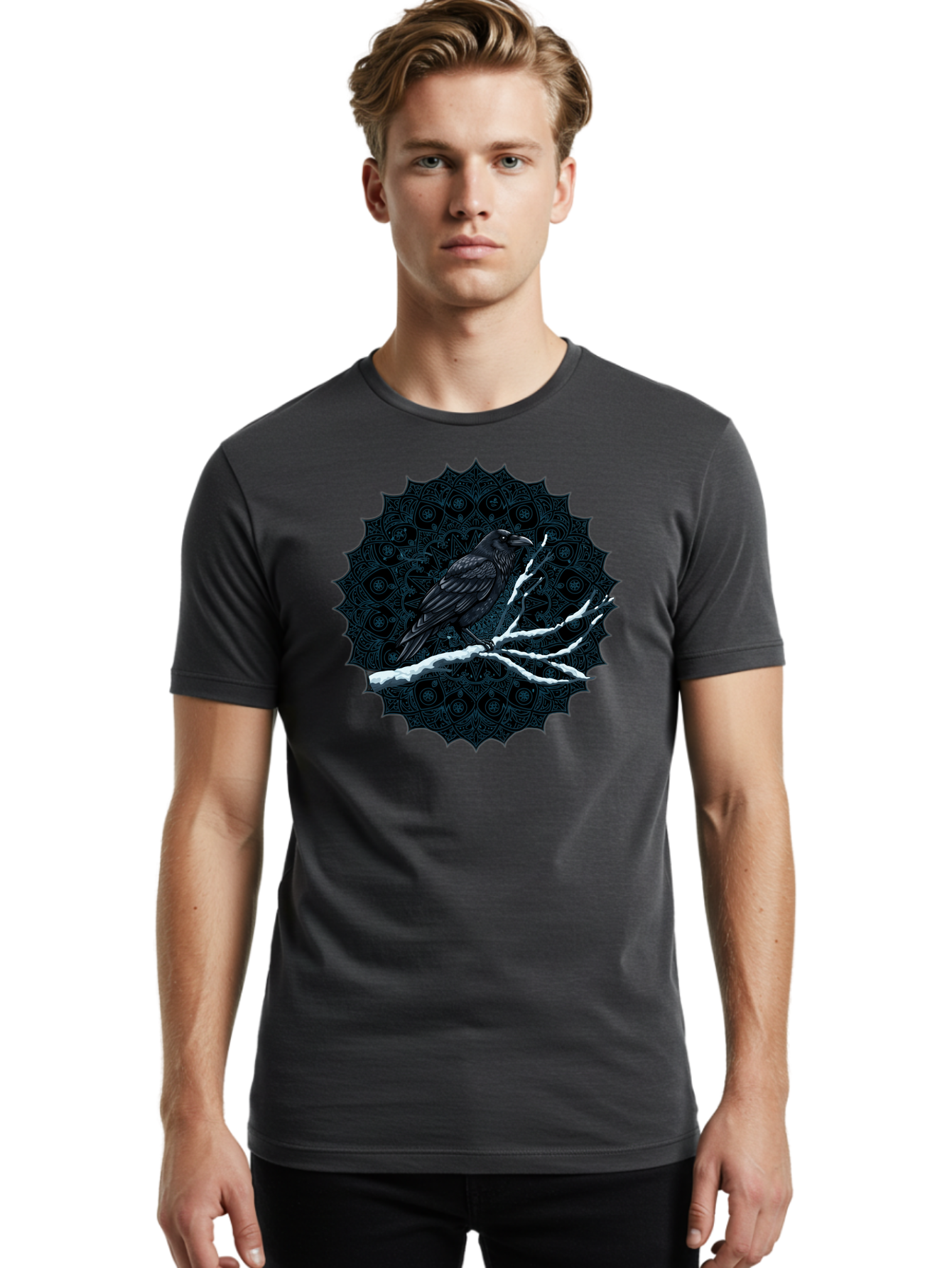 Crow-On-Branch-3 Men'S Graphic Tee, 100% Cotton, Comfortable Casual Summer Wear, Machine Washable, Vintage Camera, Old Camera, Antique Camera, Black Camera, Classic Photography, Photography Equipment, Nostalgic Device, Film Camera, Camera Art Bao297