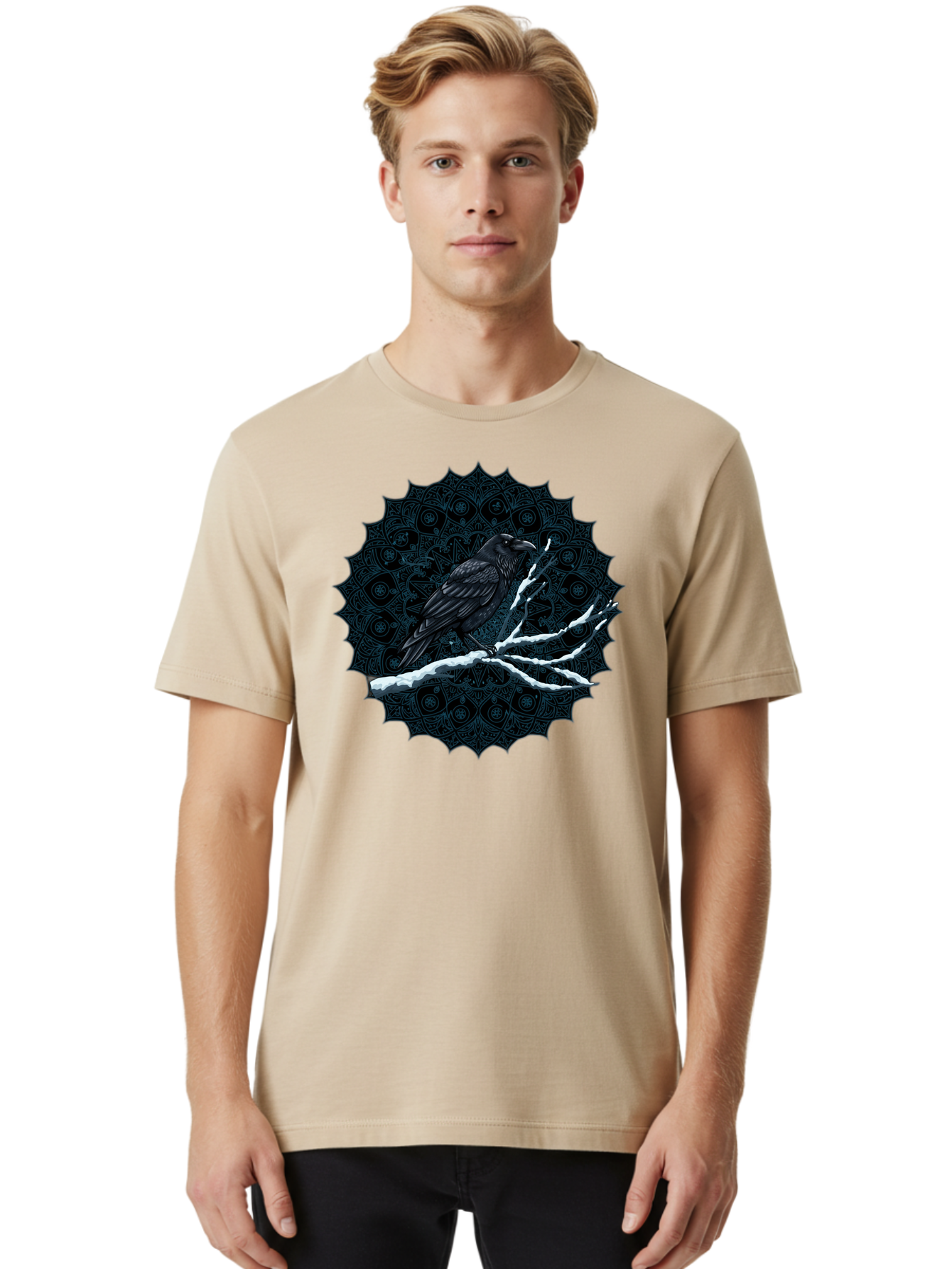 Crow-On-Branch-3 Men'S Graphic Tee, 100% Cotton, Comfortable Casual Summer Wear, Machine Washable, Vintage Camera, Old Camera, Antique Camera, Black Camera, Classic Photography, Photography Equipment, Nostalgic Device, Film Camera, Camera Art Bao297