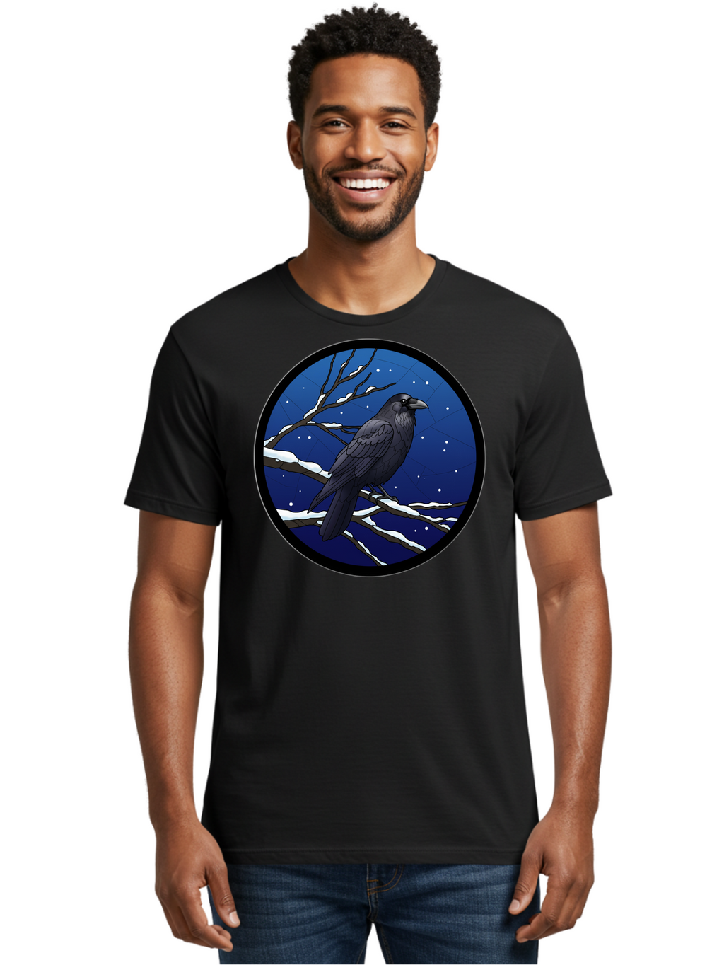 Crow-On-Snowy-Branch Men'S Graphic Tee, 100% Cotton, Comfortable Casual Summer Wear, Machine Washable, Vintage Camera, Old Camera, Antique Camera, Black Camera, Classic Photography, Photography Equipment, Nostalgic Device, Film Camera, Bao299