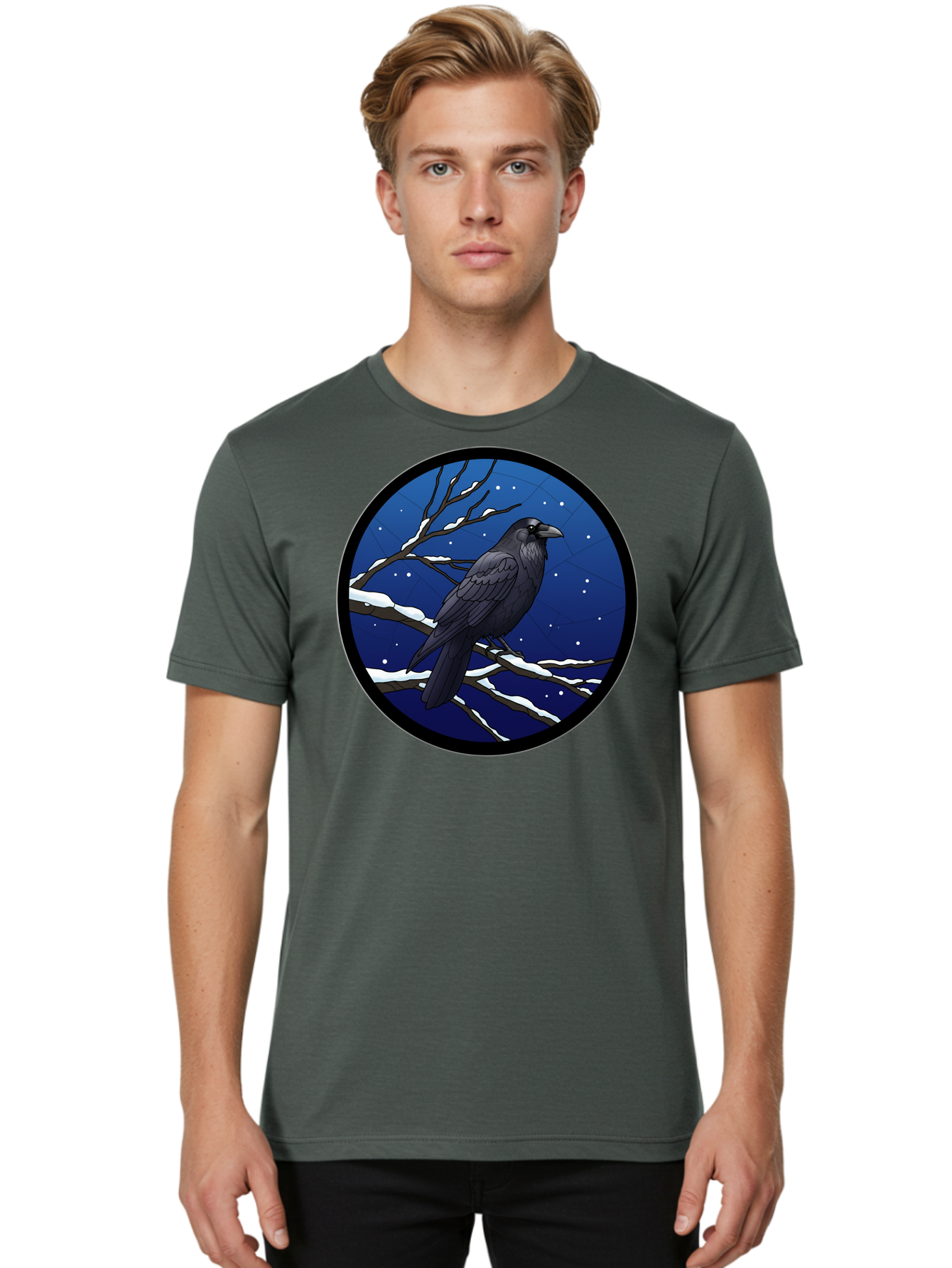 Crow-On-Snowy-Branch Men'S Graphic Tee, 100% Cotton, Comfortable Casual Summer Wear, Machine Washable, Vintage Camera, Old Camera, Antique Camera, Black Camera, Classic Photography, Photography Equipment, Nostalgic Device, Film Camera, Bao299