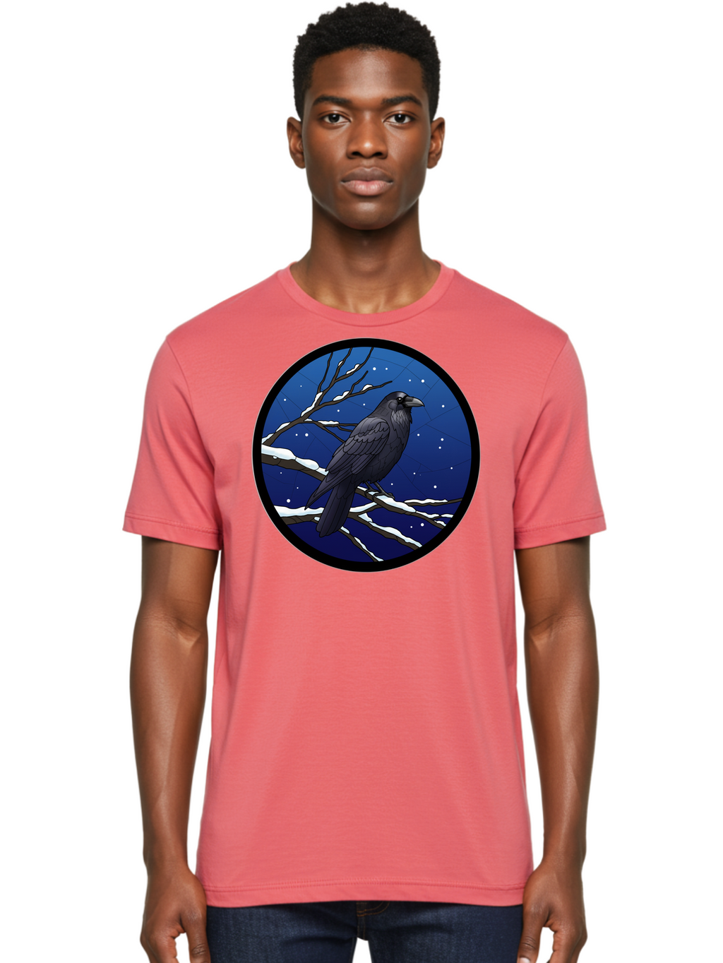 Crow-On-Snowy-Branch Men'S Graphic Tee, 100% Cotton, Comfortable Casual Summer Wear, Machine Washable, Vintage Camera, Old Camera, Antique Camera, Black Camera, Classic Photography, Photography Equipment, Nostalgic Device, Film Camera, Bao299