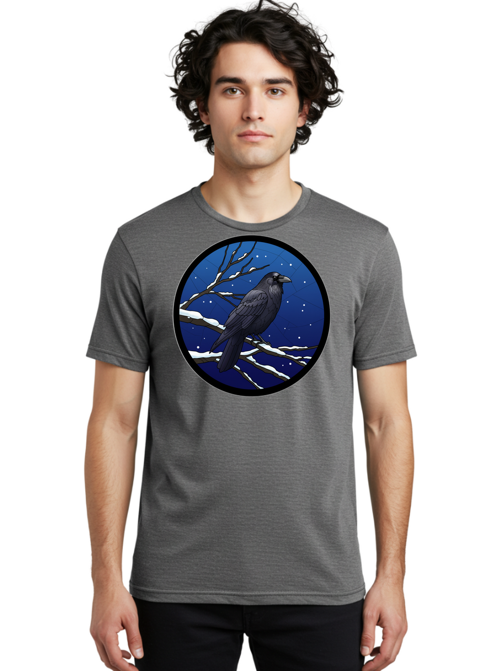 Crow-On-Snowy-Branch Men'S Graphic Tee, 100% Cotton, Comfortable Casual Summer Wear, Machine Washable, Vintage Camera, Old Camera, Antique Camera, Black Camera, Classic Photography, Photography Equipment, Nostalgic Device, Film Camera, Bao299