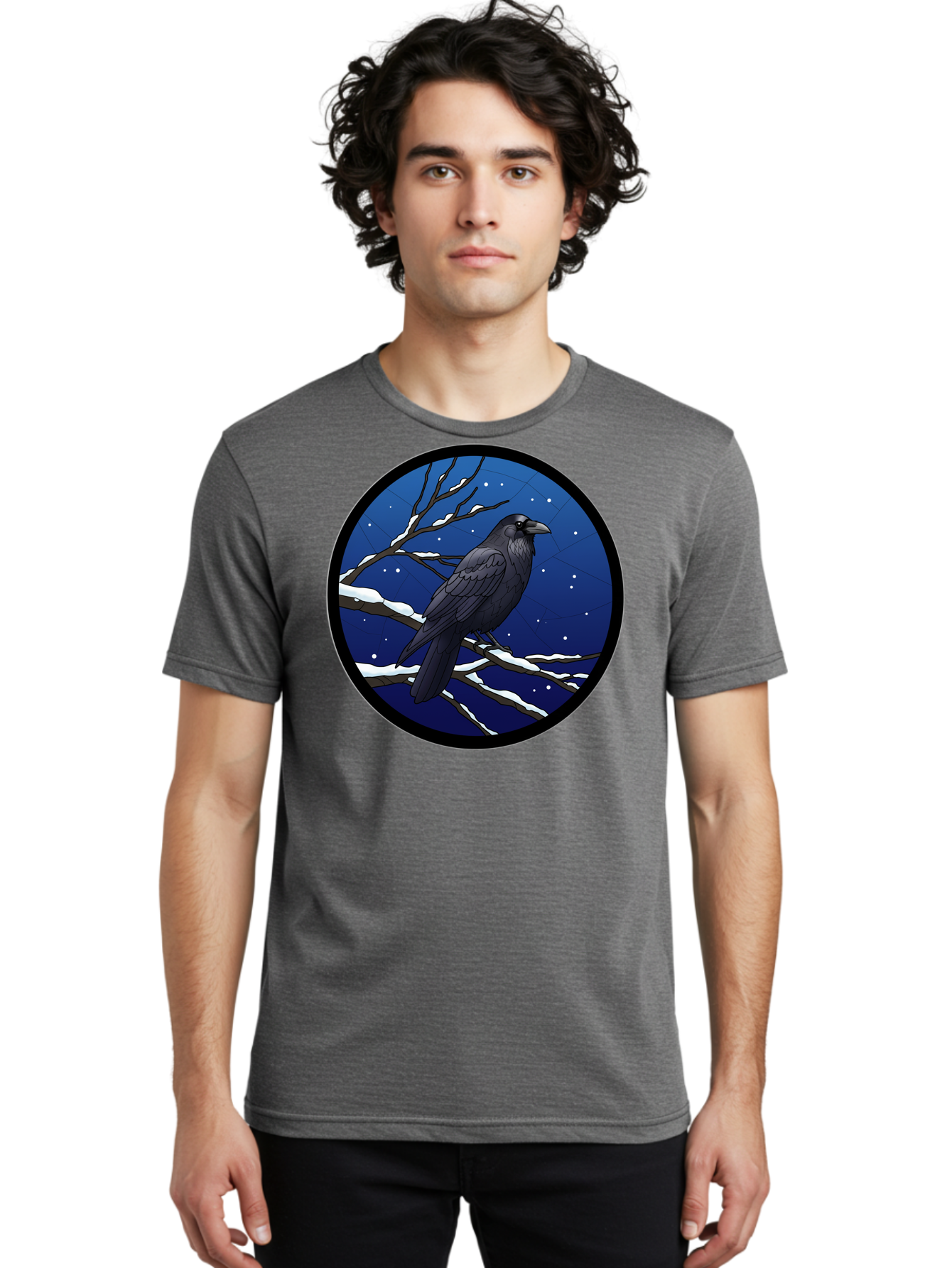 Crow-On-Snowy-Branch Men'S Graphic Tee, 100% Cotton, Comfortable Casual Summer Wear, Machine Washable, Vintage Camera, Old Camera, Antique Camera, Black Camera, Classic Photography, Photography Equipment, Nostalgic Device, Film Camera, Bao299