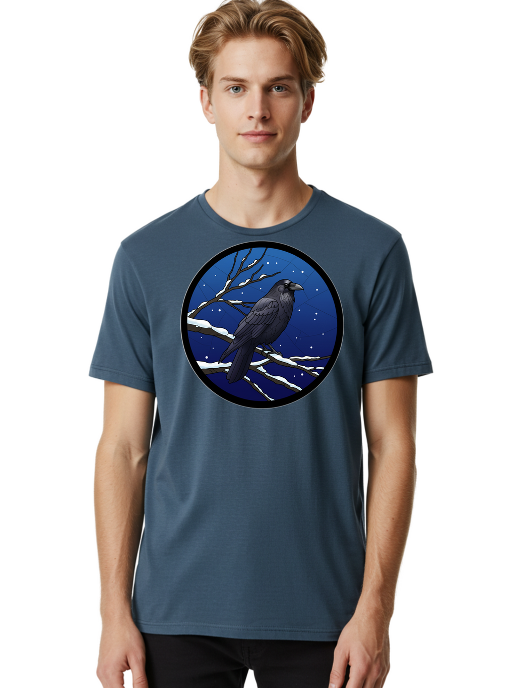 Crow-On-Snowy-Branch Men'S Graphic Tee, 100% Cotton, Comfortable Casual Summer Wear, Machine Washable, Vintage Camera, Old Camera, Antique Camera, Black Camera, Classic Photography, Photography Equipment, Nostalgic Device, Film Camera, Bao299