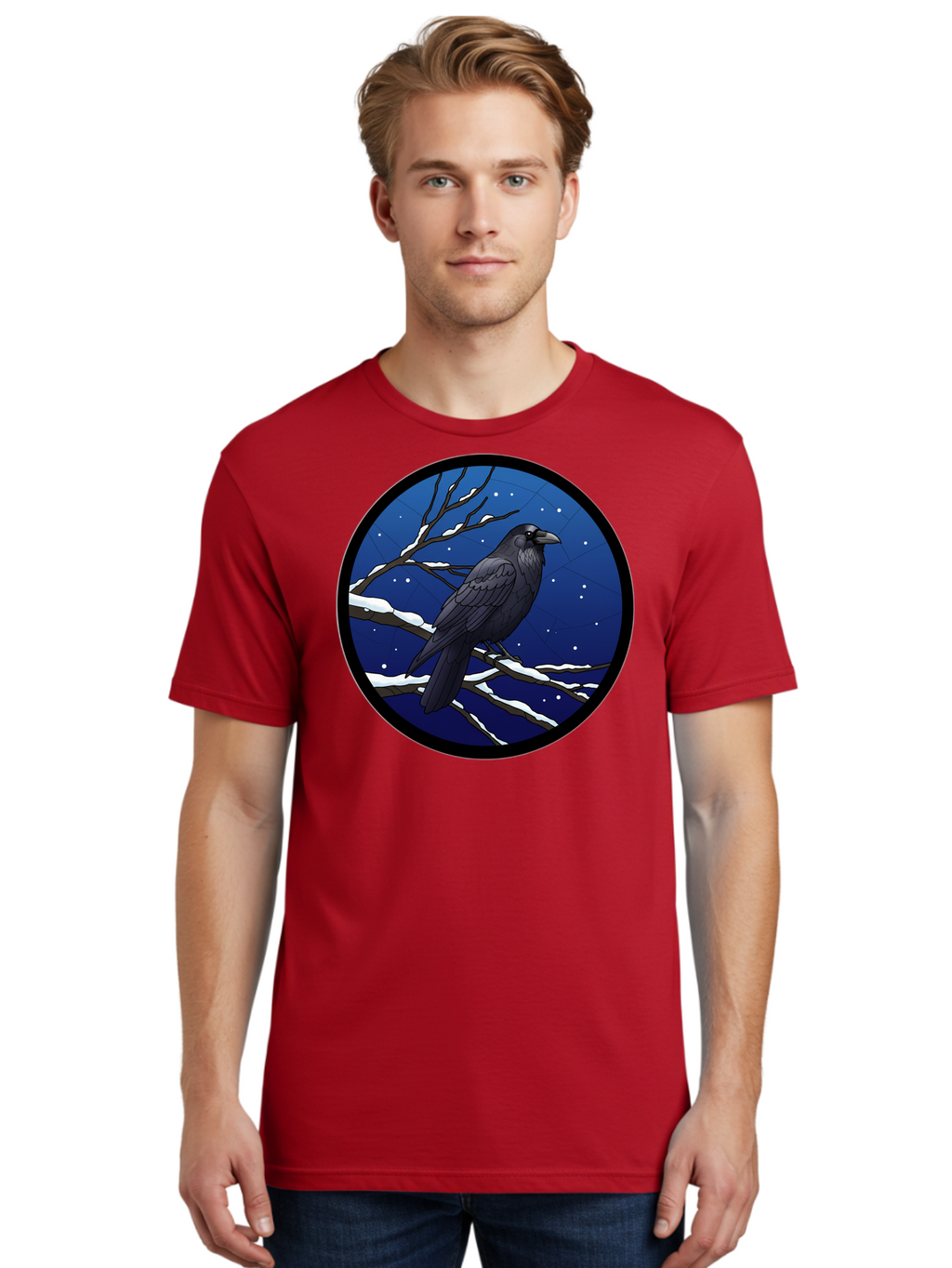 Crow-On-Snowy-Branch Men'S Graphic Tee, 100% Cotton, Comfortable Casual Summer Wear, Machine Washable, Vintage Camera, Old Camera, Antique Camera, Black Camera, Classic Photography, Photography Equipment, Nostalgic Device, Film Camera, Bao299