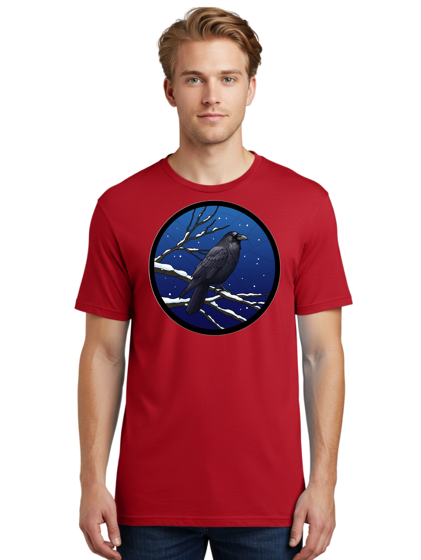 Crow-On-Snowy-Branch Men'S Graphic Tee, 100% Cotton, Comfortable Casual Summer Wear, Machine Washable, Vintage Camera, Old Camera, Antique Camera, Black Camera, Classic Photography, Photography Equipment, Nostalgic Device, Film Camera, Bao299