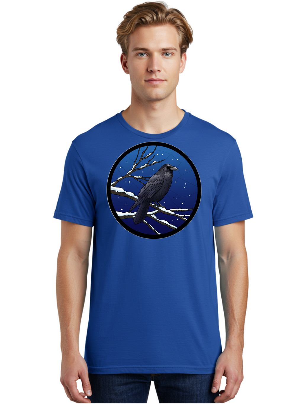 Crow-On-Snowy-Branch Men'S Graphic Tee, 100% Cotton, Comfortable Casual Summer Wear, Machine Washable, Vintage Camera, Old Camera, Antique Camera, Black Camera, Classic Photography, Photography Equipment, Nostalgic Device, Film Camera, Bao299