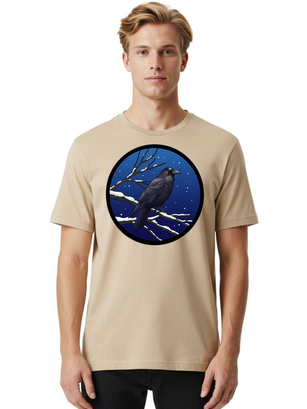 Crow-On-Snowy-Branch Men'S Graphic Tee, 100% Cotton, Comfortable Casual Summer Wear, Machine Washable, Vintage Camera, Old Camera, Antique Camera, Black Camera, Classic Photography, Photography Equipment, Nostalgic Device, Film Camera, Bao299