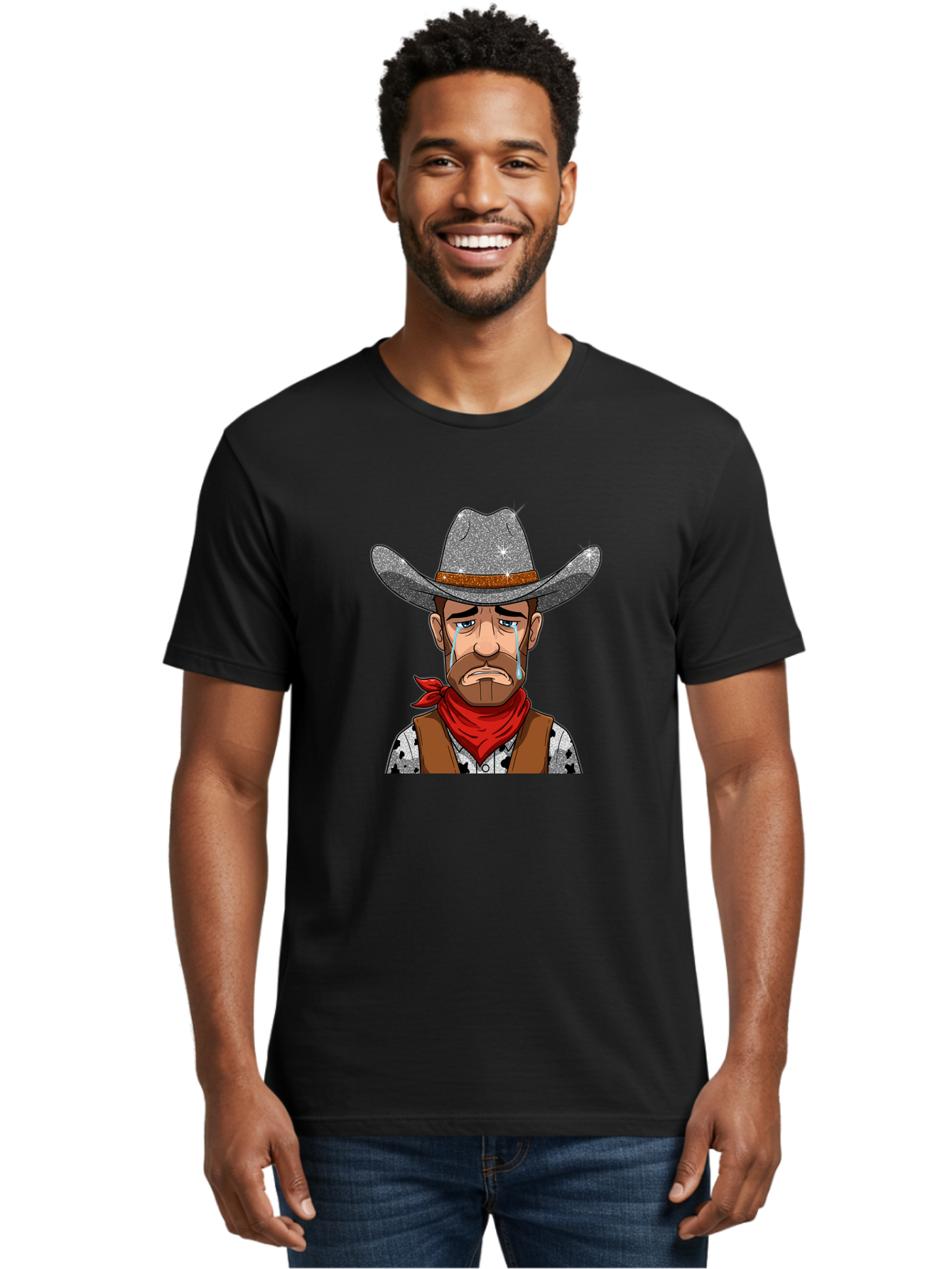 Crying-Cowboy-1 Men'S Graphic Tee, 100% Cotton, Comfortable Casual Summer Wear, Machine Washable, Vintage Camera, Old Camera, Antique Camera, Black Camera, Classic Photography, Photography Equipment, Nostalgic Device, Film Camera, Camera Art Bao304