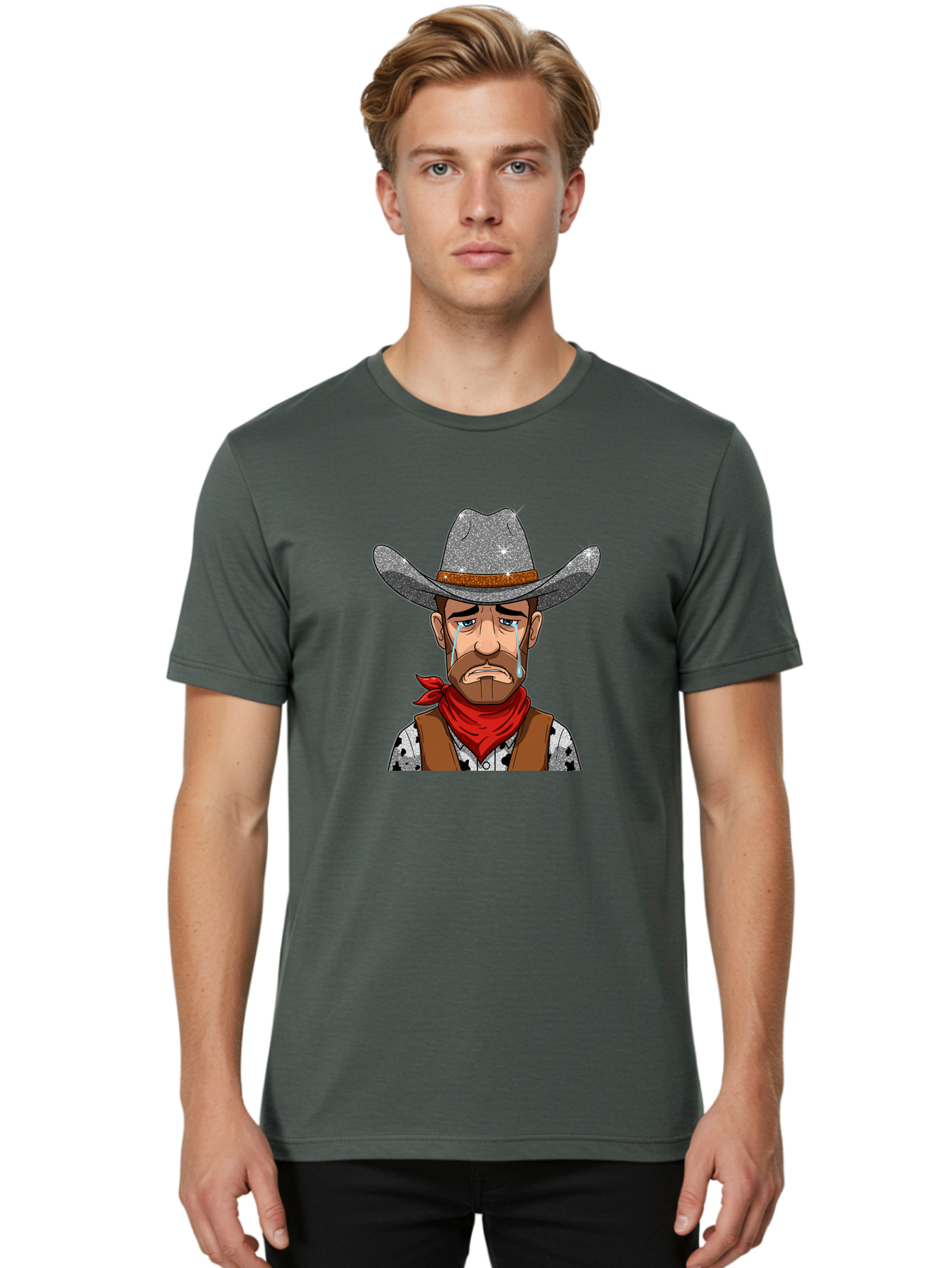 Crying-Cowboy-1 Men'S Graphic Tee, 100% Cotton, Comfortable Casual Summer Wear, Machine Washable, Vintage Camera, Old Camera, Antique Camera, Black Camera, Classic Photography, Photography Equipment, Nostalgic Device, Film Camera, Camera Art Bao304