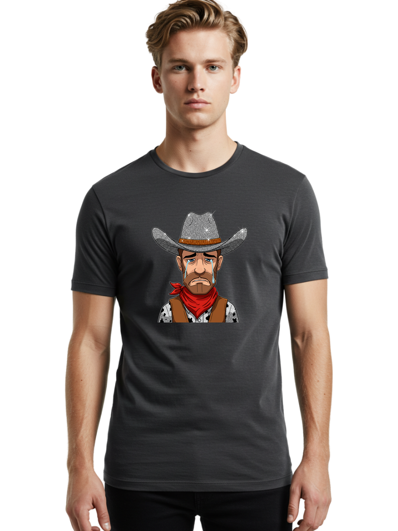 Crying-Cowboy-1 Men'S Graphic Tee, 100% Cotton, Comfortable Casual Summer Wear, Machine Washable, Vintage Camera, Old Camera, Antique Camera, Black Camera, Classic Photography, Photography Equipment, Nostalgic Device, Film Camera, Camera Art Bao304