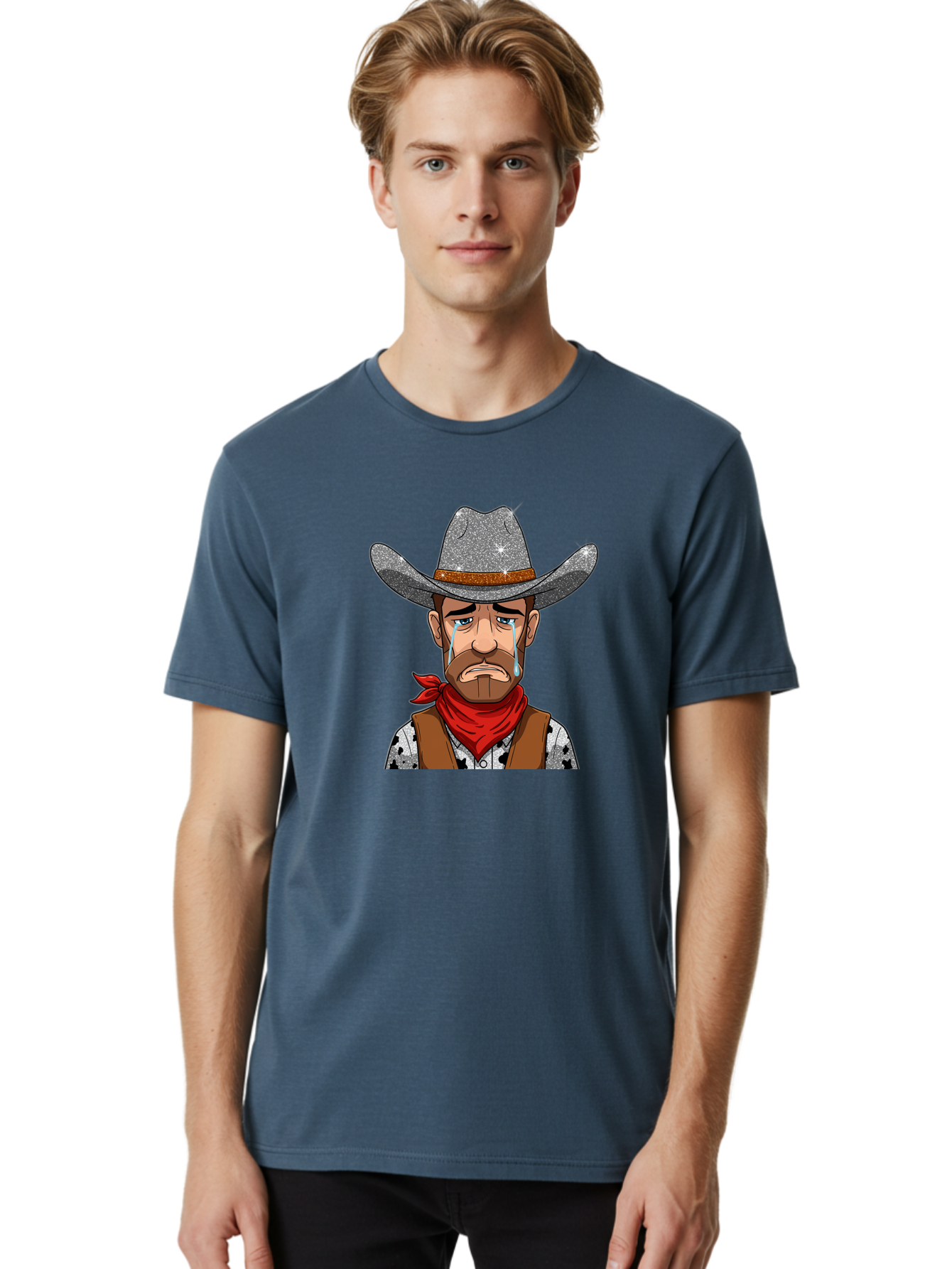 Crying-Cowboy-1 Men'S Graphic Tee, 100% Cotton, Comfortable Casual Summer Wear, Machine Washable, Vintage Camera, Old Camera, Antique Camera, Black Camera, Classic Photography, Photography Equipment, Nostalgic Device, Film Camera, Camera Art Bao304