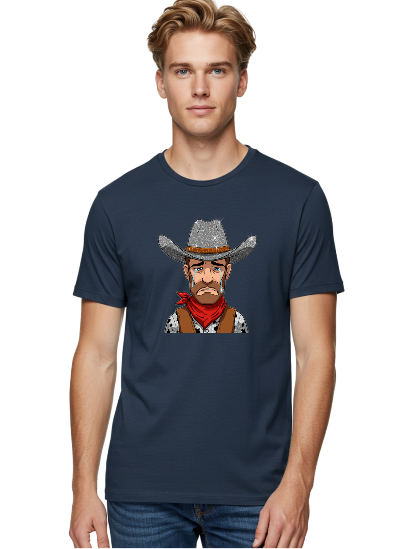 Crying-Cowboy-1 Men'S Graphic Tee, 100% Cotton, Comfortable Casual Summer Wear, Machine Washable, Vintage Camera, Old Camera, Antique Camera, Black Camera, Classic Photography, Photography Equipment, Nostalgic Device, Film Camera, Camera Art Bao304