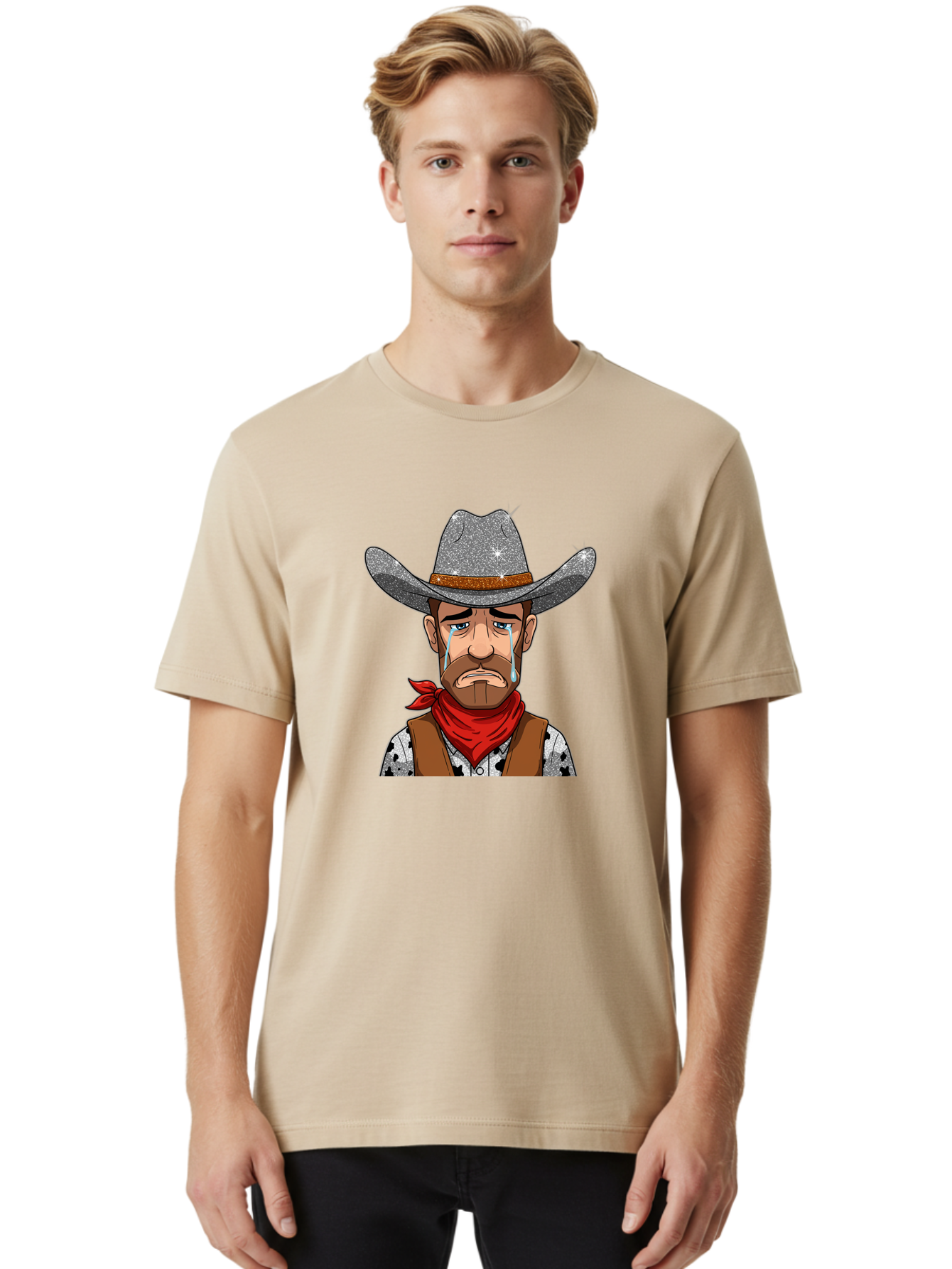 Crying-Cowboy-1 Men'S Graphic Tee, 100% Cotton, Comfortable Casual Summer Wear, Machine Washable, Vintage Camera, Old Camera, Antique Camera, Black Camera, Classic Photography, Photography Equipment, Nostalgic Device, Film Camera, Camera Art Bao304