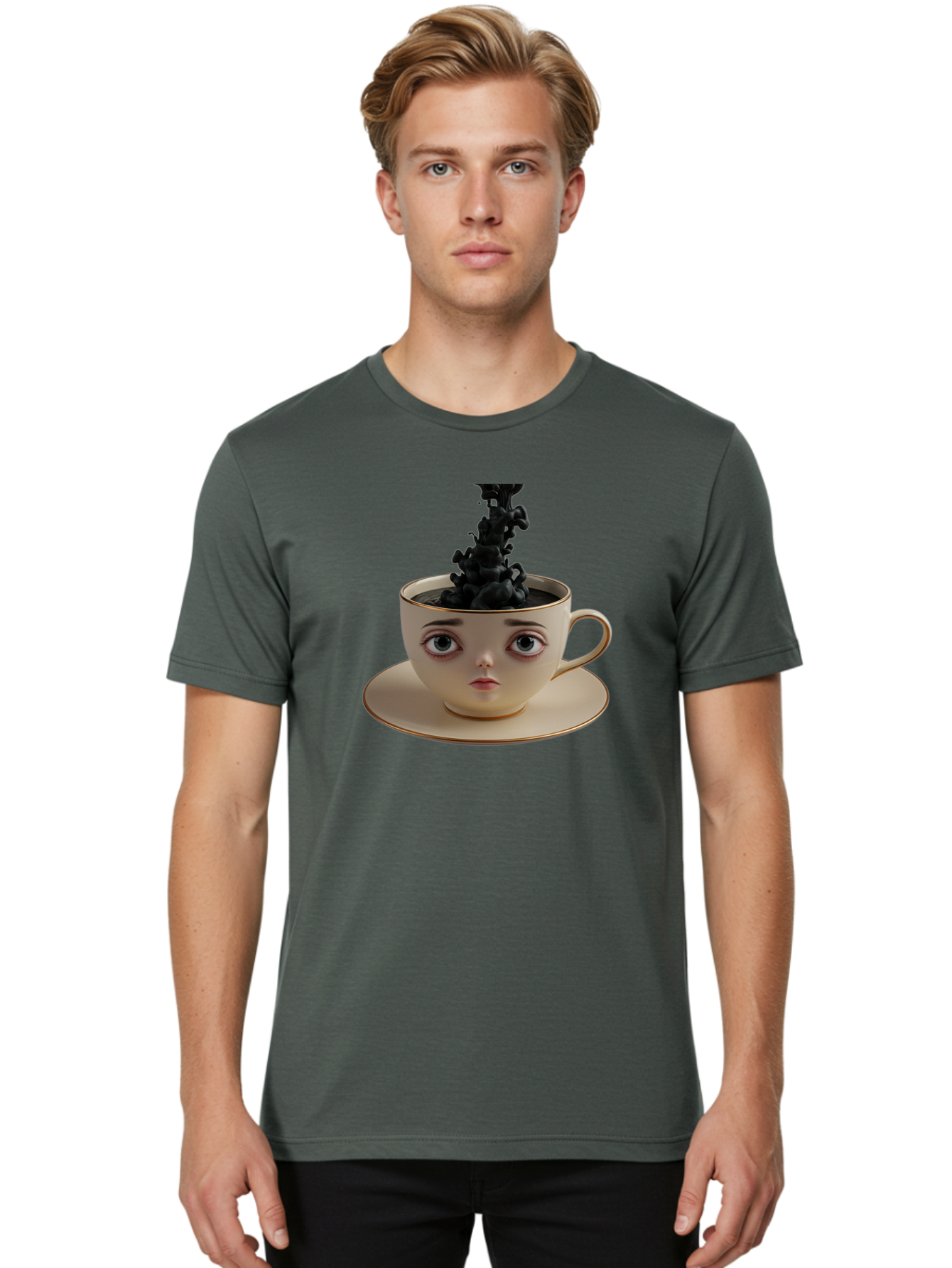 Cup-With-Face Men'S Graphic Tee, 100% Cotton, Comfortable Casual Summer Wear, Machine Washable, Vintage Camera, Old Camera, Antique Camera, Black Camera, Classic Photography, Photography Equipment, Nostalgic Device, Film Camera, Camera Art Bao316