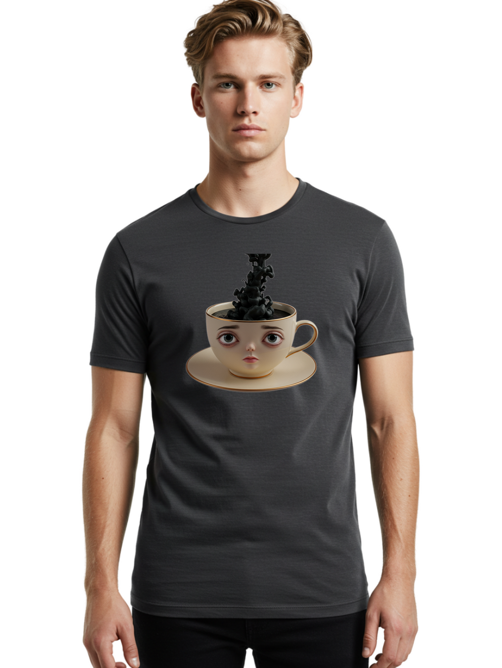 Cup-With-Face Men'S Graphic Tee, 100% Cotton, Comfortable Casual Summer Wear, Machine Washable, Vintage Camera, Old Camera, Antique Camera, Black Camera, Classic Photography, Photography Equipment, Nostalgic Device, Film Camera, Camera Art Bao316