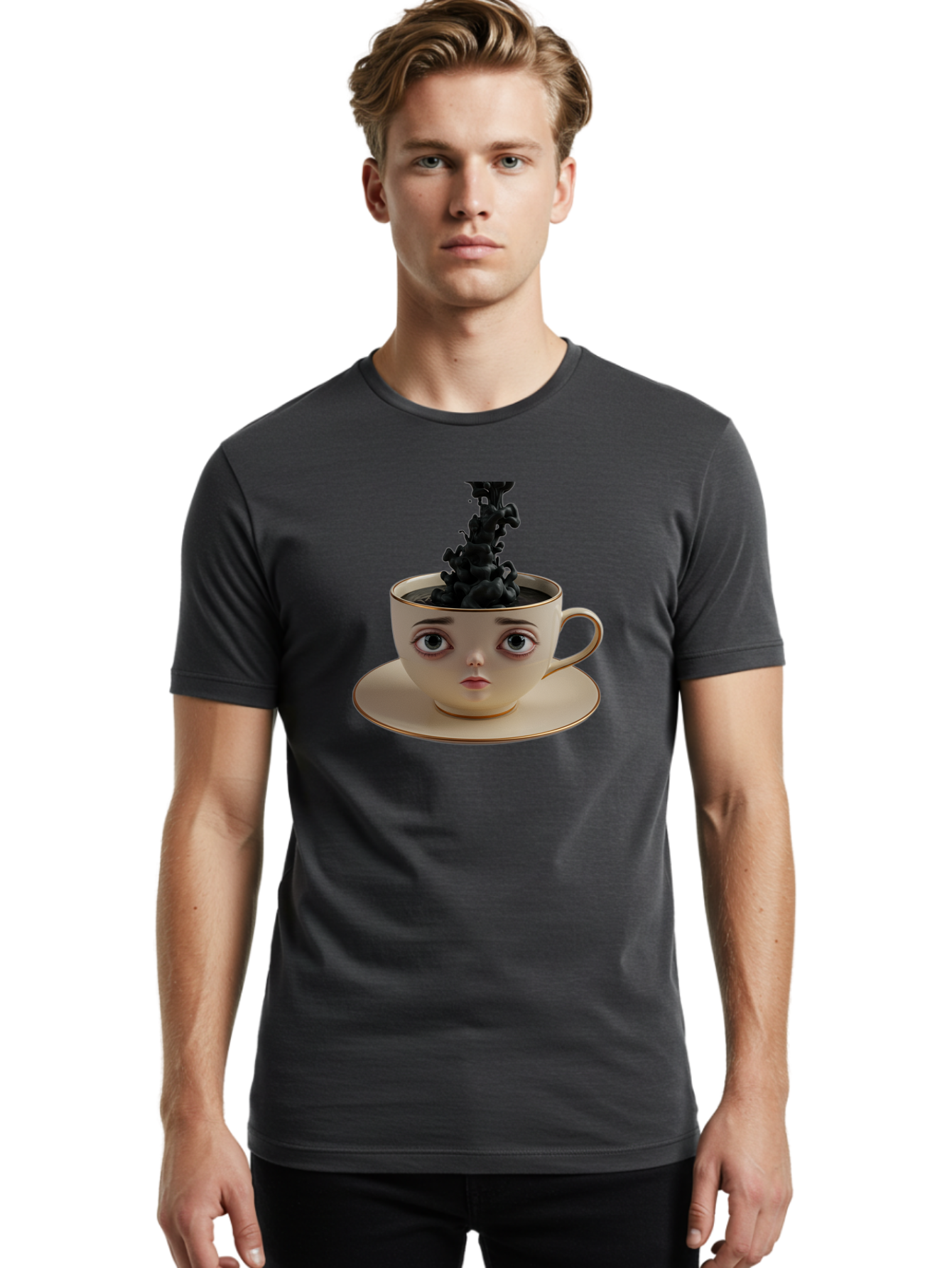 Cup-With-Face Men'S Graphic Tee, 100% Cotton, Comfortable Casual Summer Wear, Machine Washable, Vintage Camera, Old Camera, Antique Camera, Black Camera, Classic Photography, Photography Equipment, Nostalgic Device, Film Camera, Camera Art Bao316