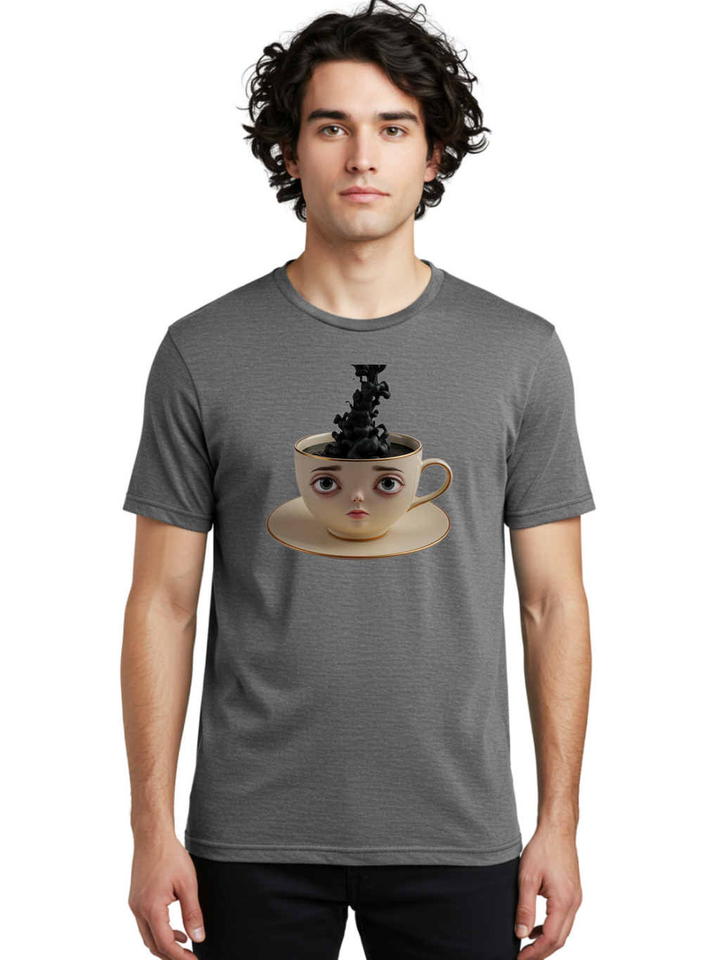 Cup-With-Face Men'S Graphic Tee, 100% Cotton, Comfortable Casual Summer Wear, Machine Washable, Vintage Camera, Old Camera, Antique Camera, Black Camera, Classic Photography, Photography Equipment, Nostalgic Device, Film Camera, Camera Art Bao316