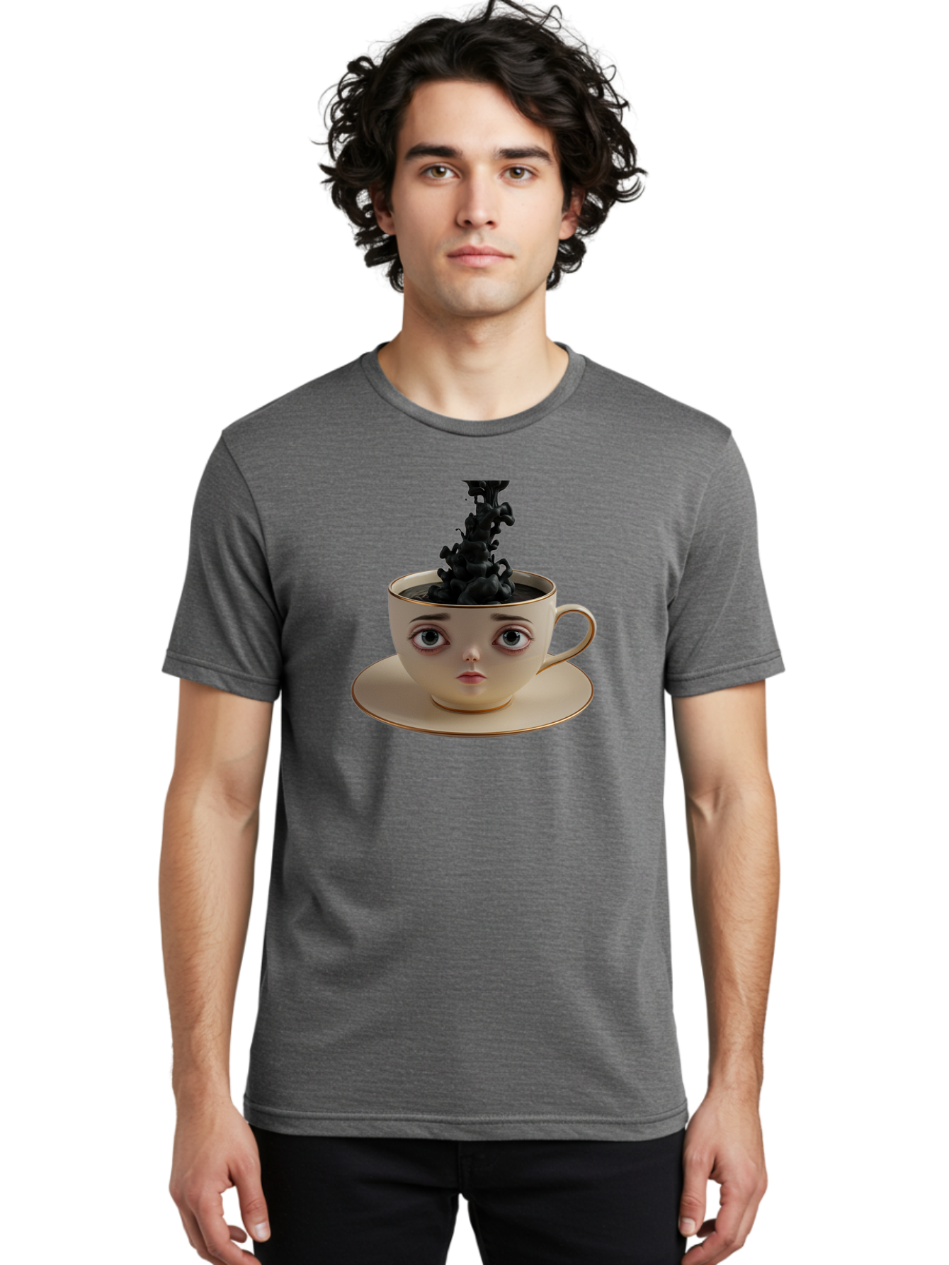 Cup-With-Face Men'S Graphic Tee, 100% Cotton, Comfortable Casual Summer Wear, Machine Washable, Vintage Camera, Old Camera, Antique Camera, Black Camera, Classic Photography, Photography Equipment, Nostalgic Device, Film Camera, Camera Art Bao316