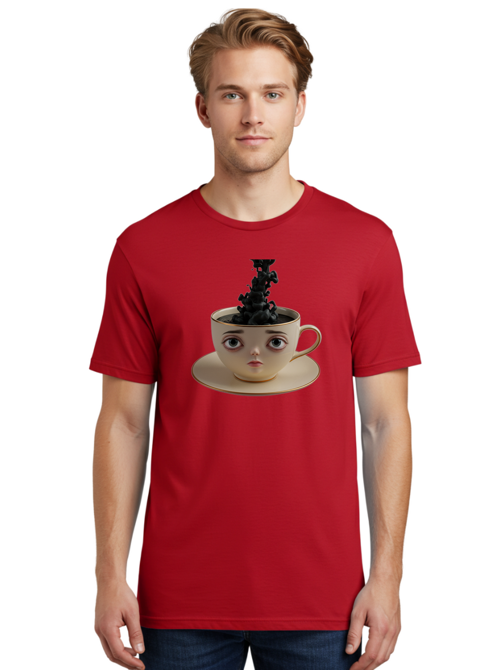 Cup-With-Face Men'S Graphic Tee, 100% Cotton, Comfortable Casual Summer Wear, Machine Washable, Vintage Camera, Old Camera, Antique Camera, Black Camera, Classic Photography, Photography Equipment, Nostalgic Device, Film Camera, Camera Art Bao316