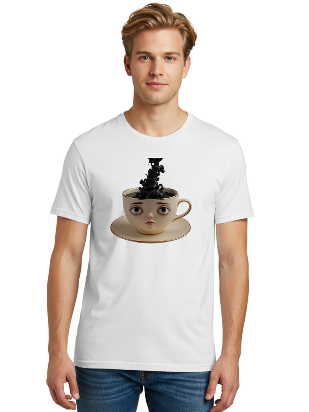 Cup-With-Face Men'S Graphic Tee, 100% Cotton, Comfortable Casual Summer Wear, Machine Washable, Vintage Camera, Old Camera, Antique Camera, Black Camera, Classic Photography, Photography Equipment, Nostalgic Device, Film Camera, Camera Art Bao316