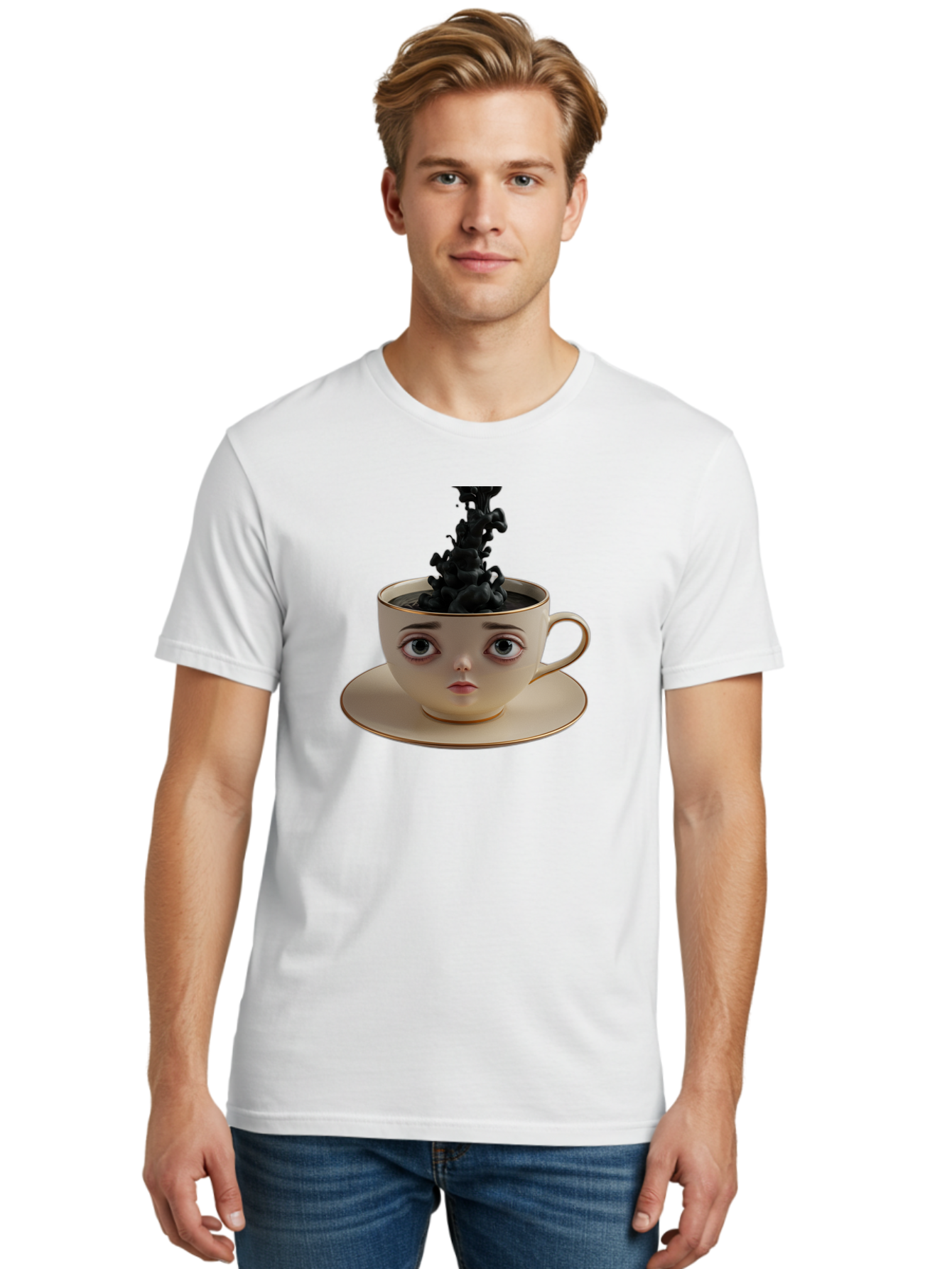 Cup-With-Face Men'S Graphic Tee, 100% Cotton, Comfortable Casual Summer Wear, Machine Washable, Vintage Camera, Old Camera, Antique Camera, Black Camera, Classic Photography, Photography Equipment, Nostalgic Device, Film Camera, Camera Art Bao316