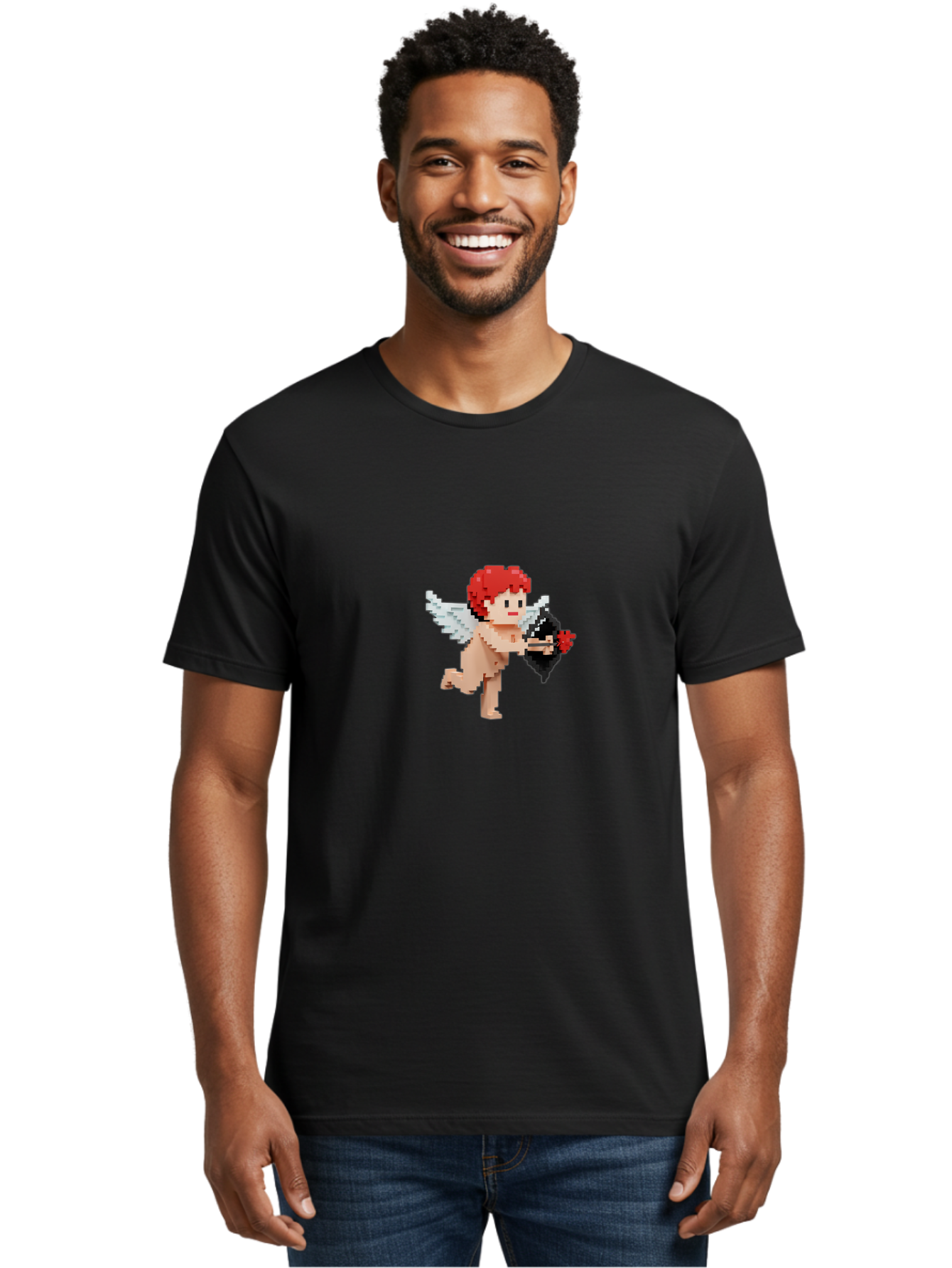 Cupid-Running-With-Roses Men'S Graphic Tee, 100% Cotton, Comfortable Casual Summer Wear, Machine Washable, Vintage Camera, Old Camera, Antique Camera, Black Camera, Classic Photography, Photography Equipment, Nostalgic Device, Film Camera, Bao322
