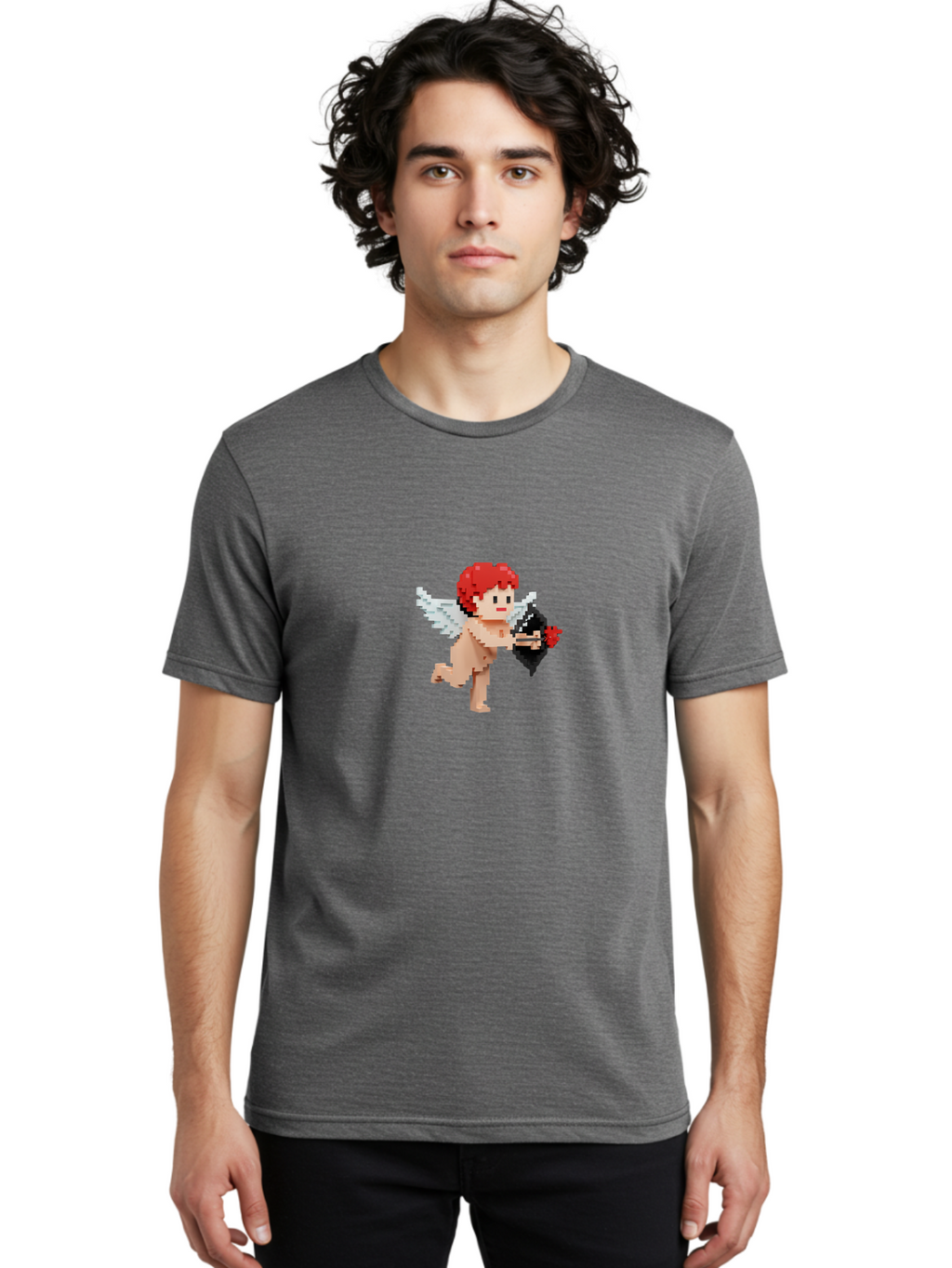 Cupid-Running-With-Roses Men'S Graphic Tee, 100% Cotton, Comfortable Casual Summer Wear, Machine Washable, Vintage Camera, Old Camera, Antique Camera, Black Camera, Classic Photography, Photography Equipment, Nostalgic Device, Film Camera, Bao322