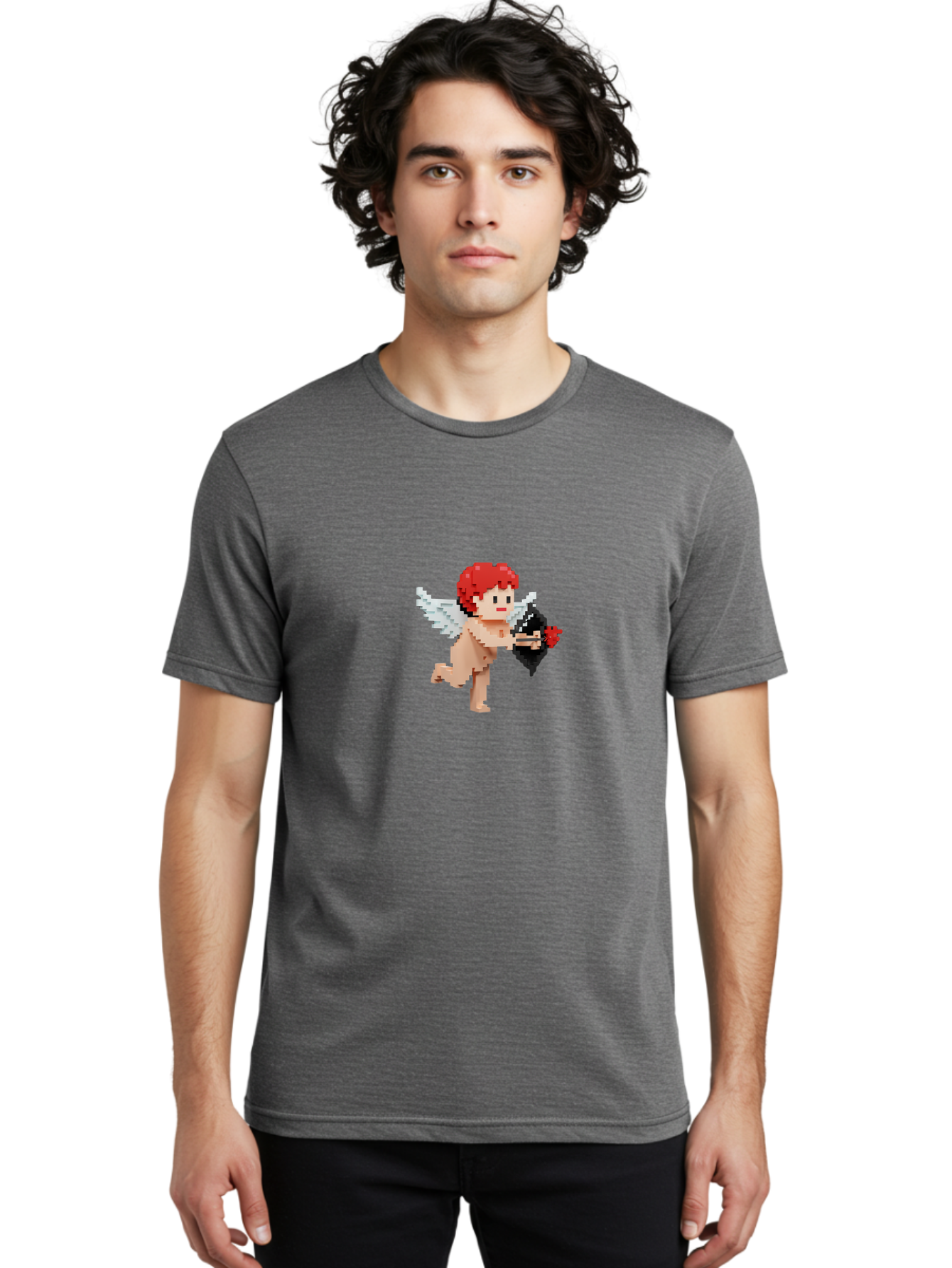 Cupid-Running-With-Roses Men'S Graphic Tee, 100% Cotton, Comfortable Casual Summer Wear, Machine Washable, Vintage Camera, Old Camera, Antique Camera, Black Camera, Classic Photography, Photography Equipment, Nostalgic Device, Film Camera, Bao322