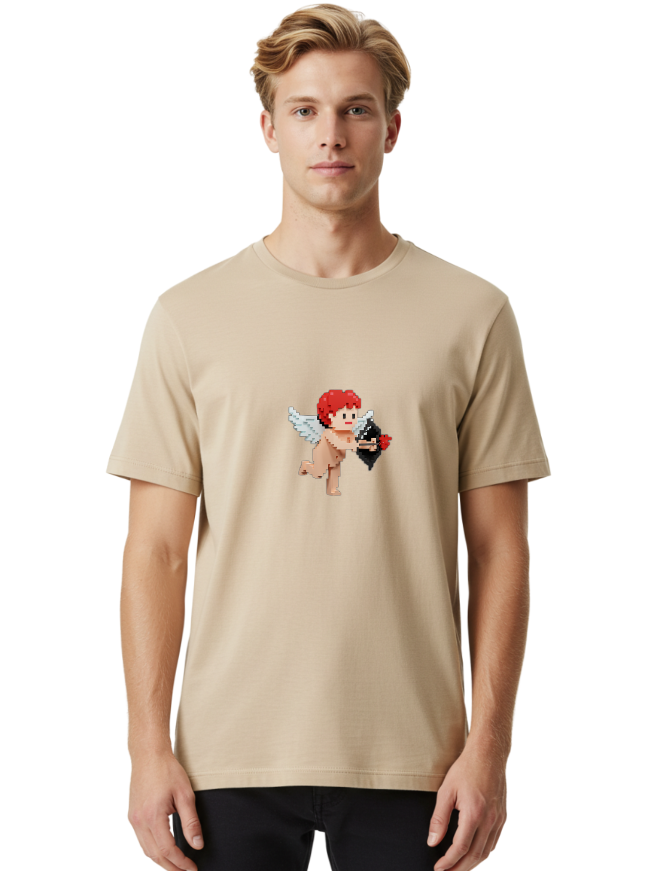 Cupid-Running-With-Roses Men'S Graphic Tee, 100% Cotton, Comfortable Casual Summer Wear, Machine Washable, Vintage Camera, Old Camera, Antique Camera, Black Camera, Classic Photography, Photography Equipment, Nostalgic Device, Film Camera, Bao322
