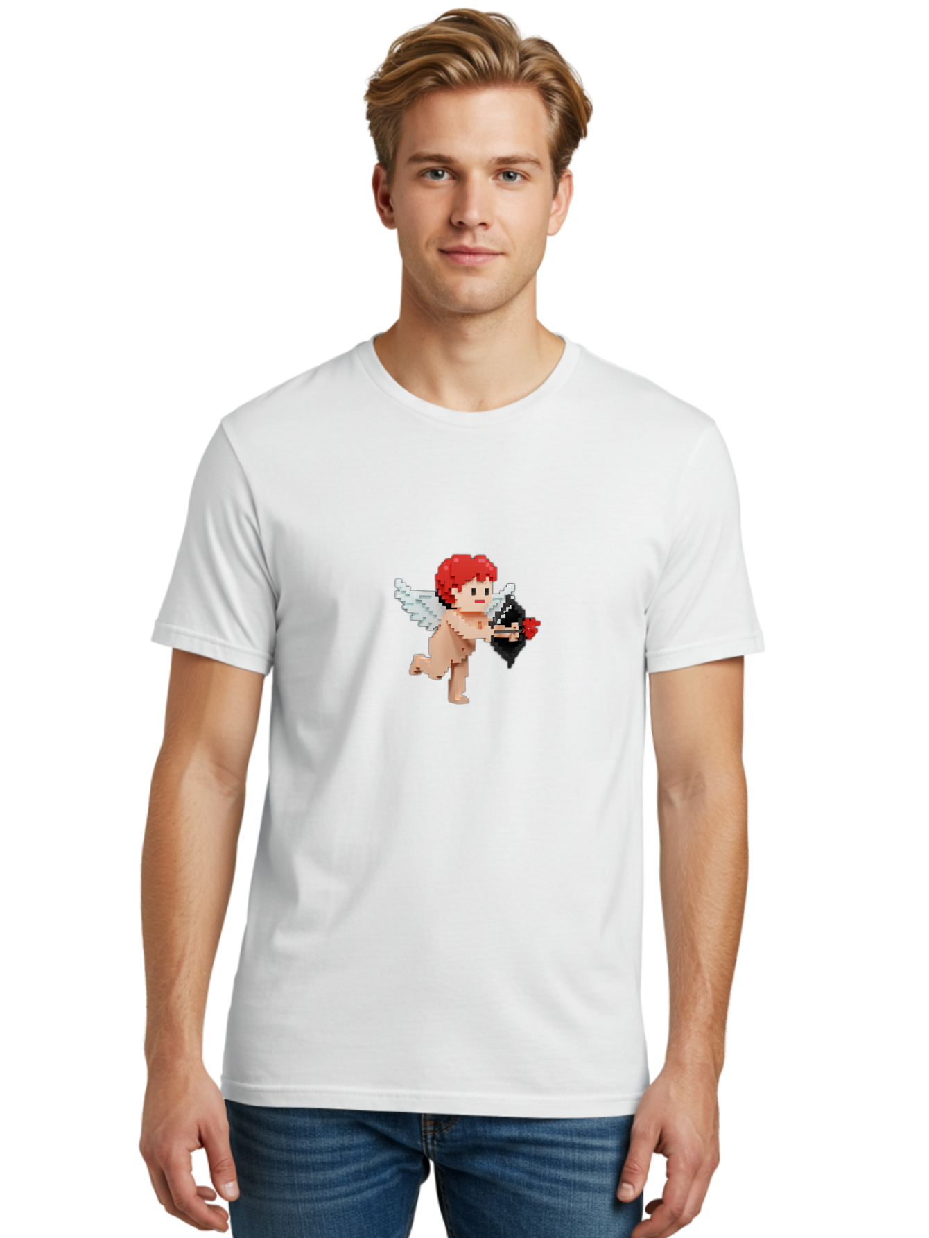 Cupid-Running-With-Roses Men'S Graphic Tee, 100% Cotton, Comfortable Casual Summer Wear, Machine Washable, Vintage Camera, Old Camera, Antique Camera, Black Camera, Classic Photography, Photography Equipment, Nostalgic Device, Film Camera, Bao322