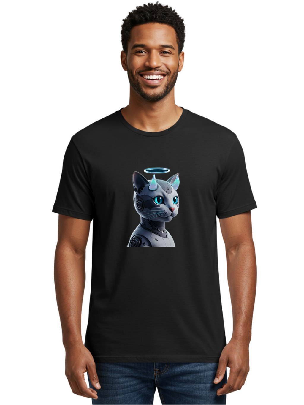 Cyborg-Cat Men'S Graphic Tee, 100% Cotton, Comfortable Casual Summer Wear, Machine Washable, Vintage Camera, Old Camera, Antique Camera, Black Camera, Classic Photography, Photography Equipment, Nostalgic Device, Film Camera, Camera Art Bao326
