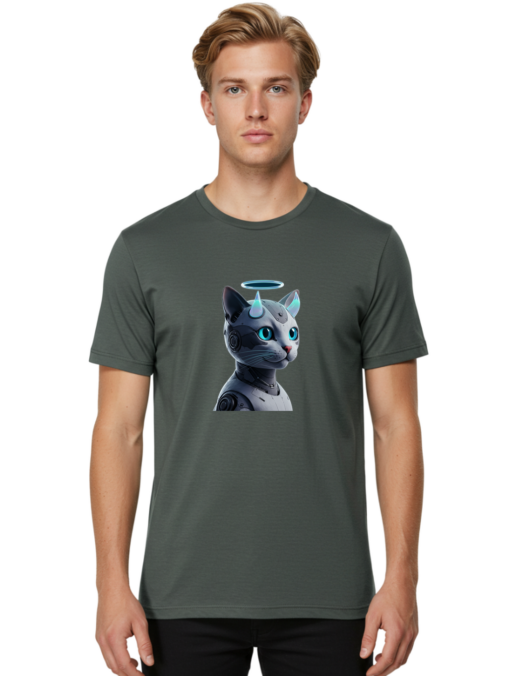 Cyborg-Cat Men'S Graphic Tee, 100% Cotton, Comfortable Casual Summer Wear, Machine Washable, Vintage Camera, Old Camera, Antique Camera, Black Camera, Classic Photography, Photography Equipment, Nostalgic Device, Film Camera, Camera Art Bao326