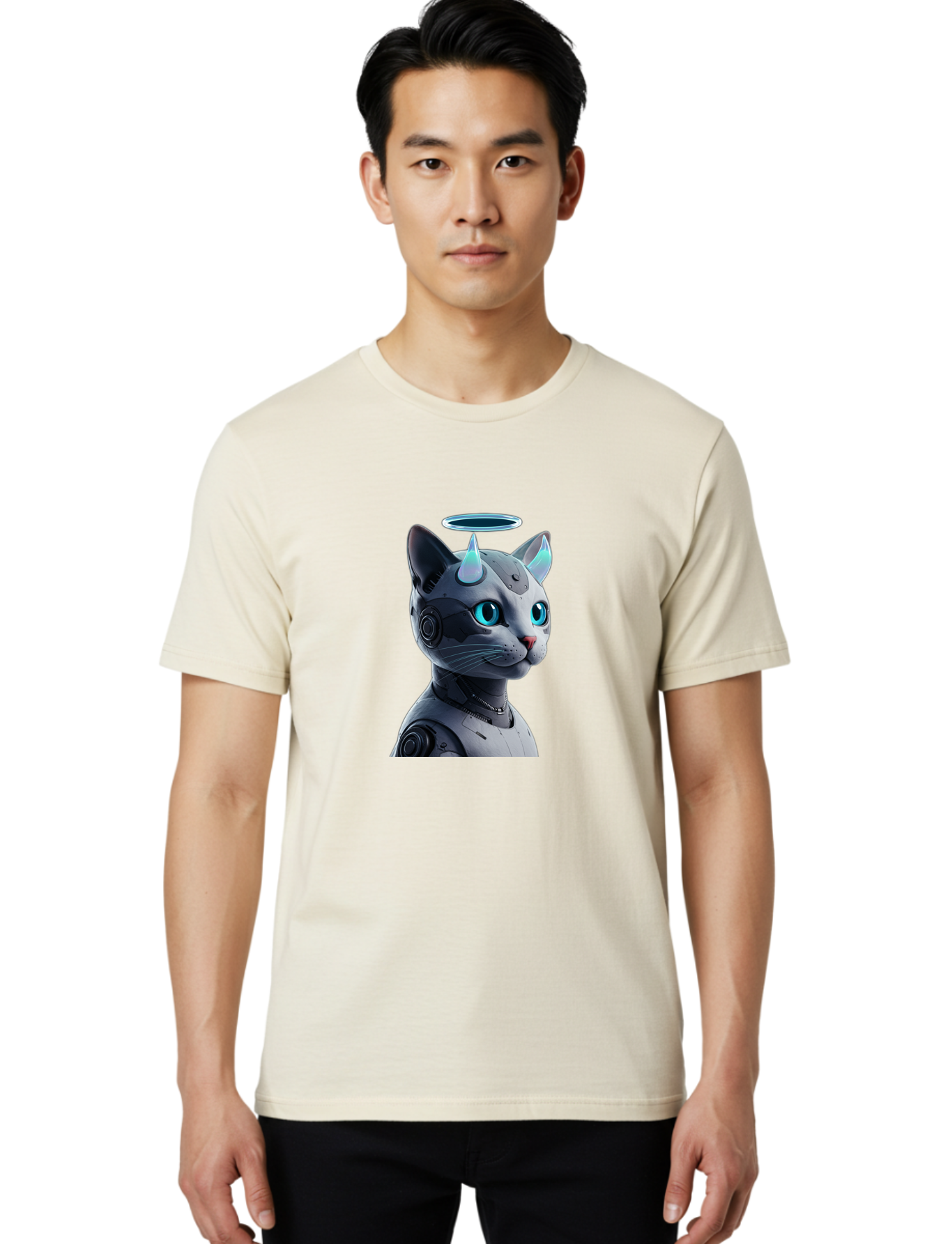 Cyborg-Cat Men'S Graphic Tee, 100% Cotton, Comfortable Casual Summer Wear, Machine Washable, Vintage Camera, Old Camera, Antique Camera, Black Camera, Classic Photography, Photography Equipment, Nostalgic Device, Film Camera, Camera Art Bao326