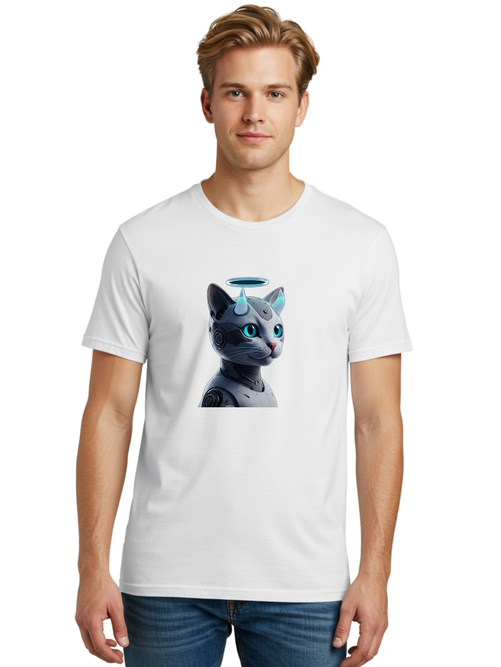 Cyborg-Cat Men'S Graphic Tee, 100% Cotton, Comfortable Casual Summer Wear, Machine Washable, Vintage Camera, Old Camera, Antique Camera, Black Camera, Classic Photography, Photography Equipment, Nostalgic Device, Film Camera, Camera Art Bao326